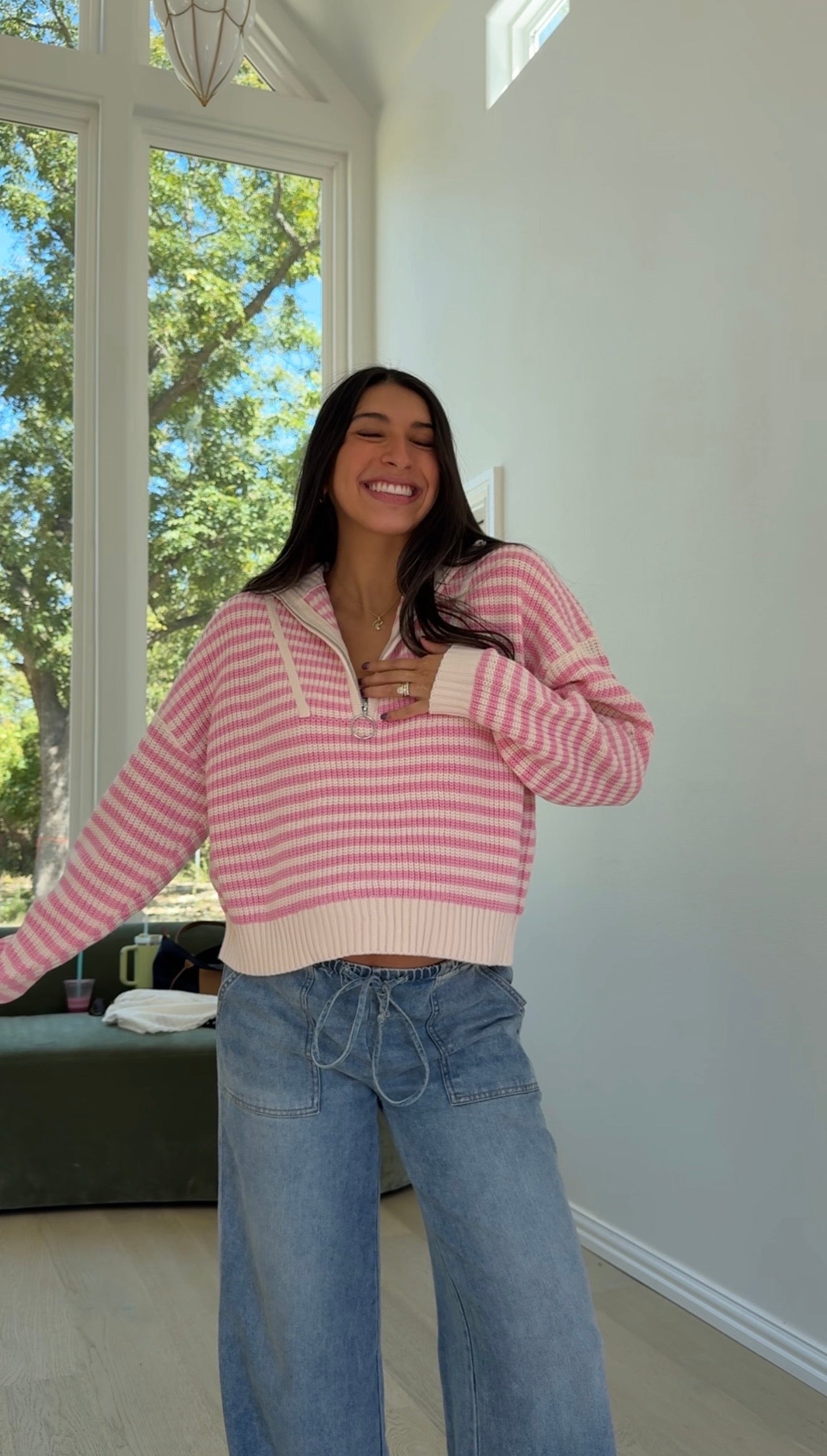 bubblegum striped pullover