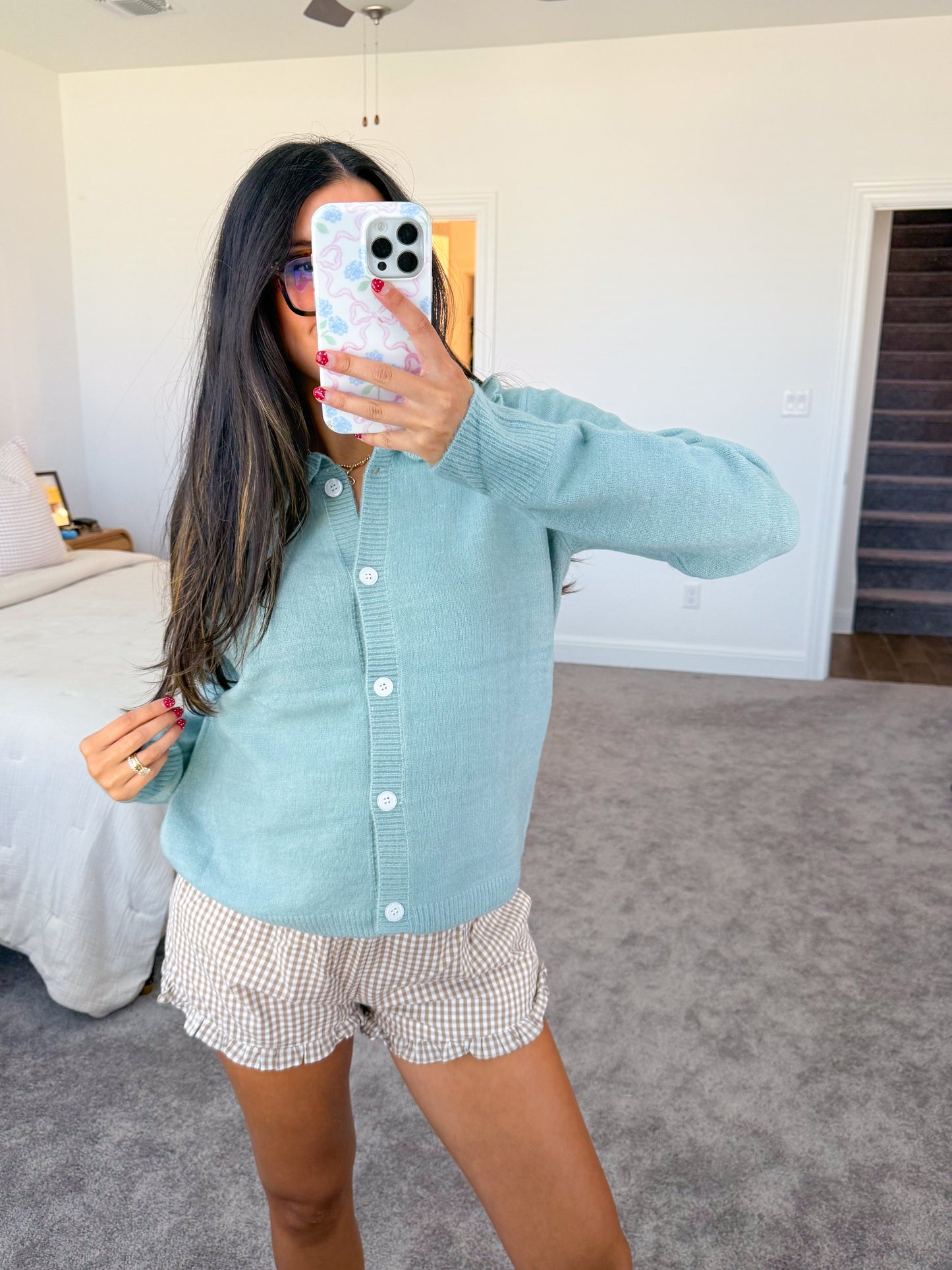 school girl ruffle cardigan