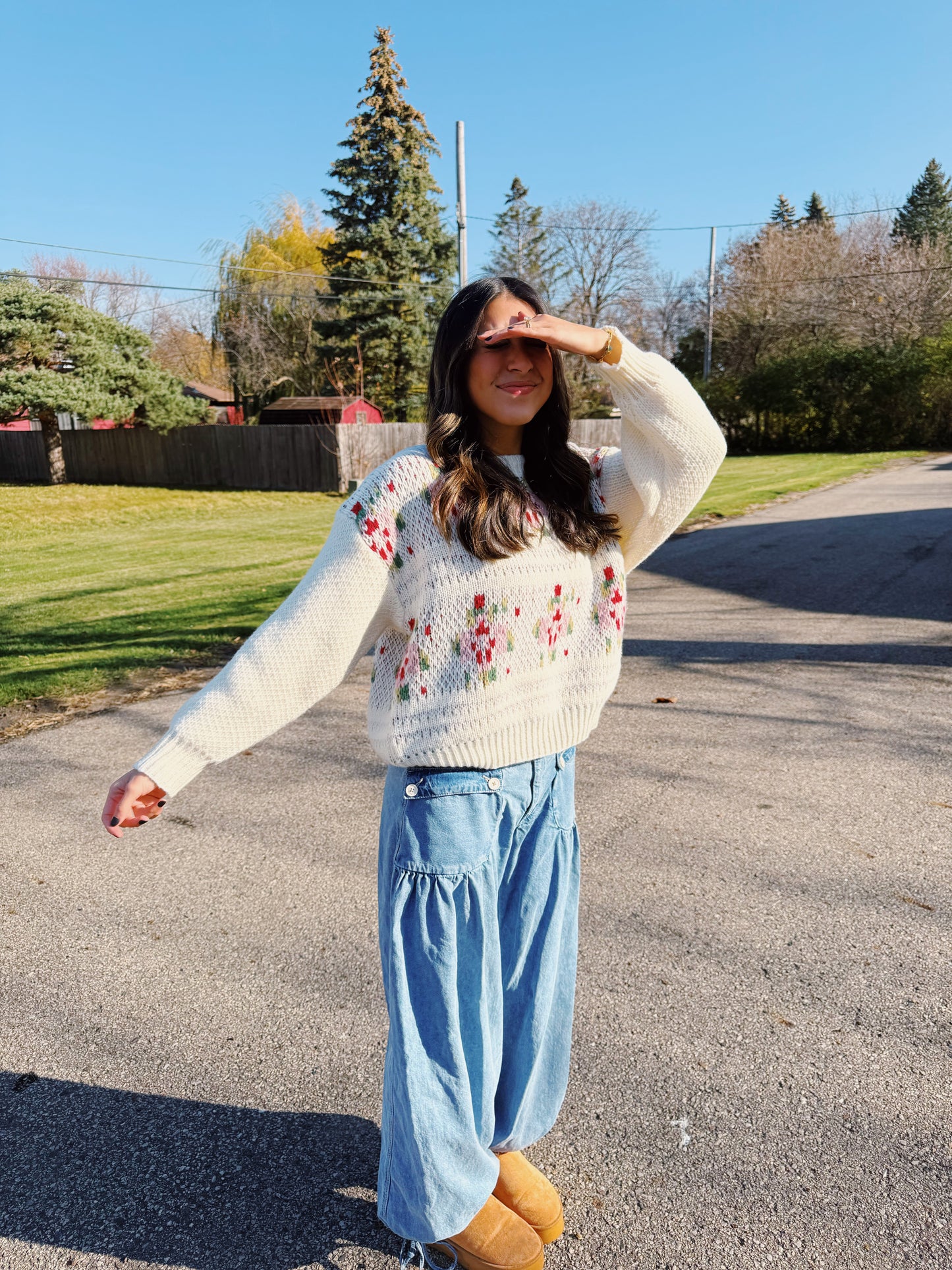winter floral sweater