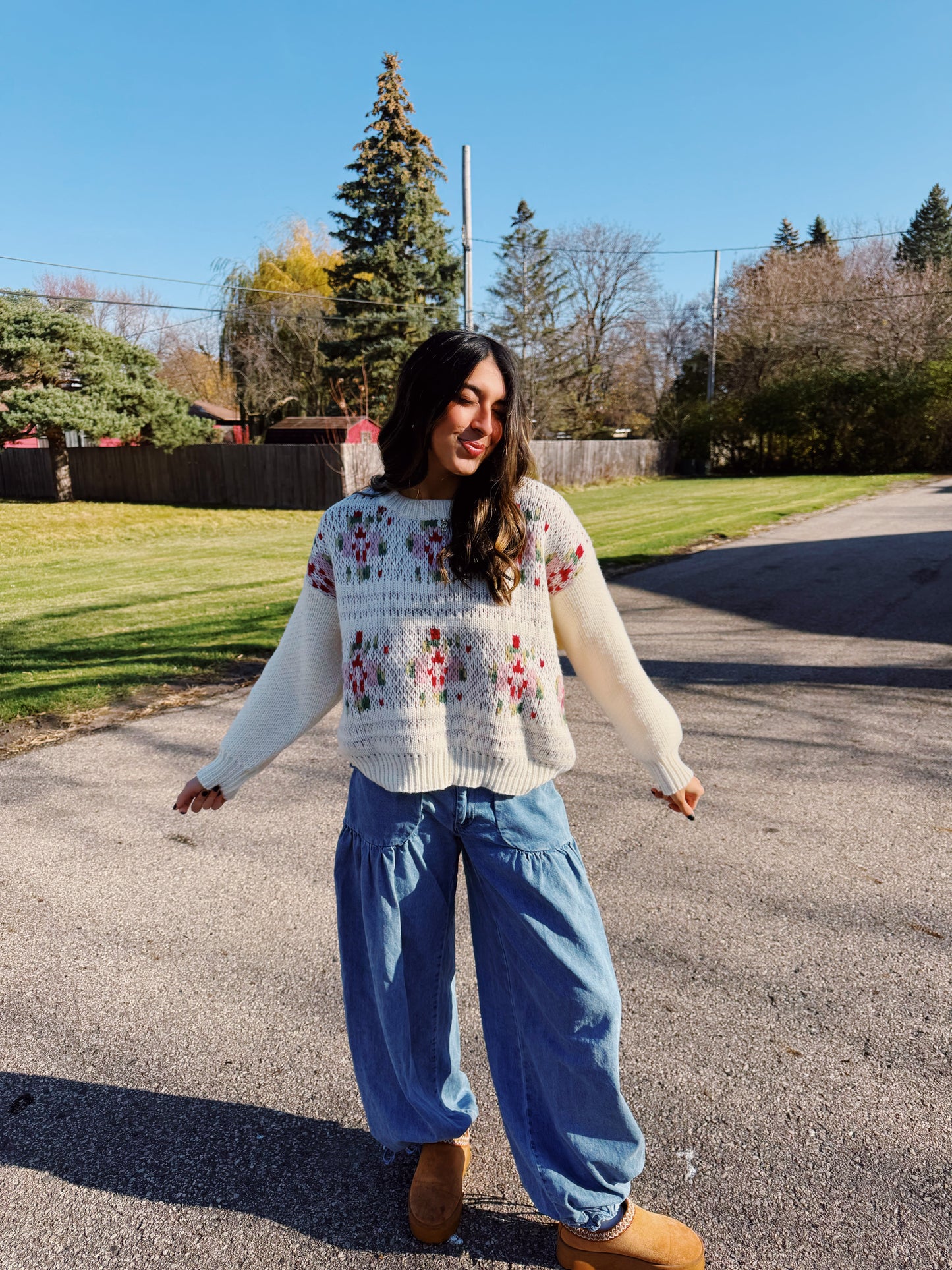 winter floral sweater