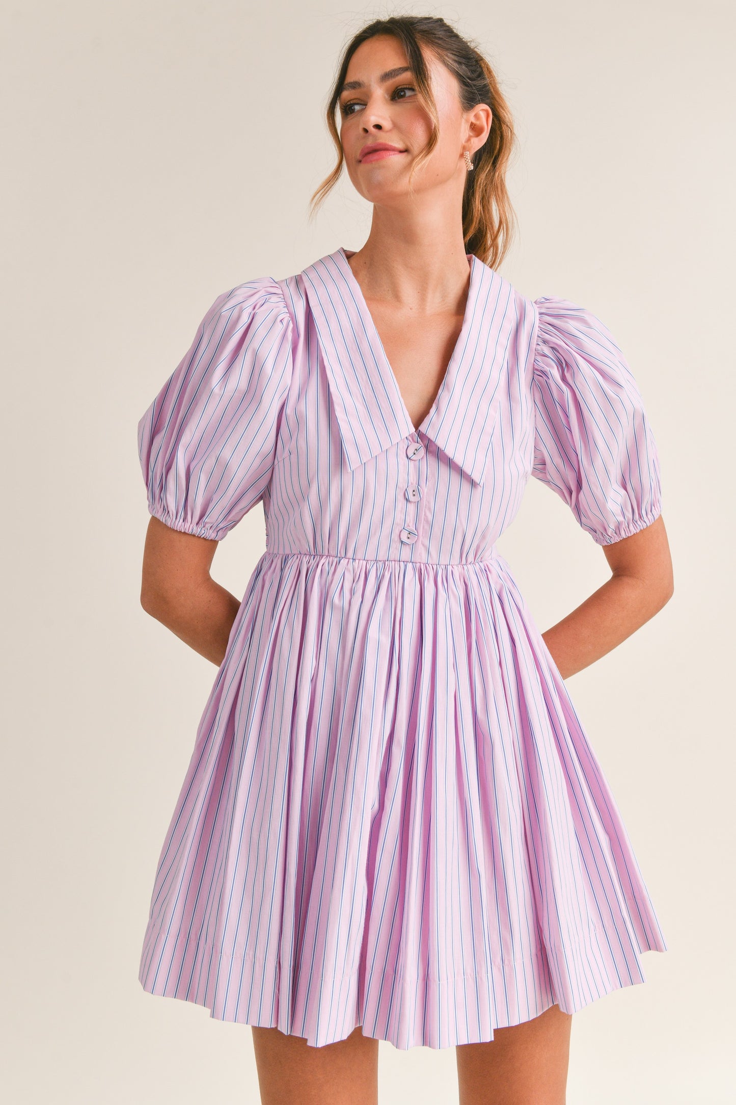 candy pinstripe babydoll dress