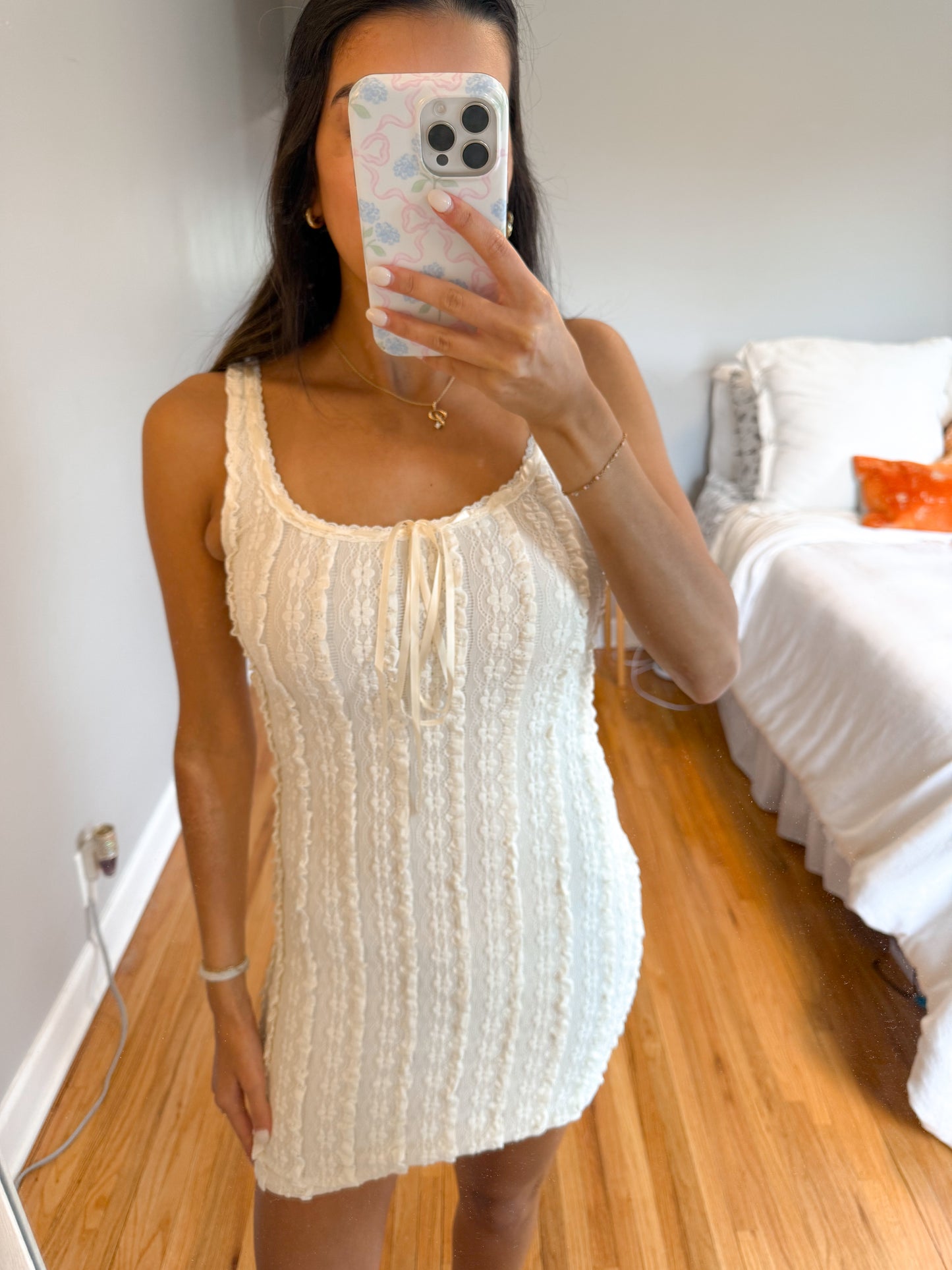 ivory dream laced mini dress