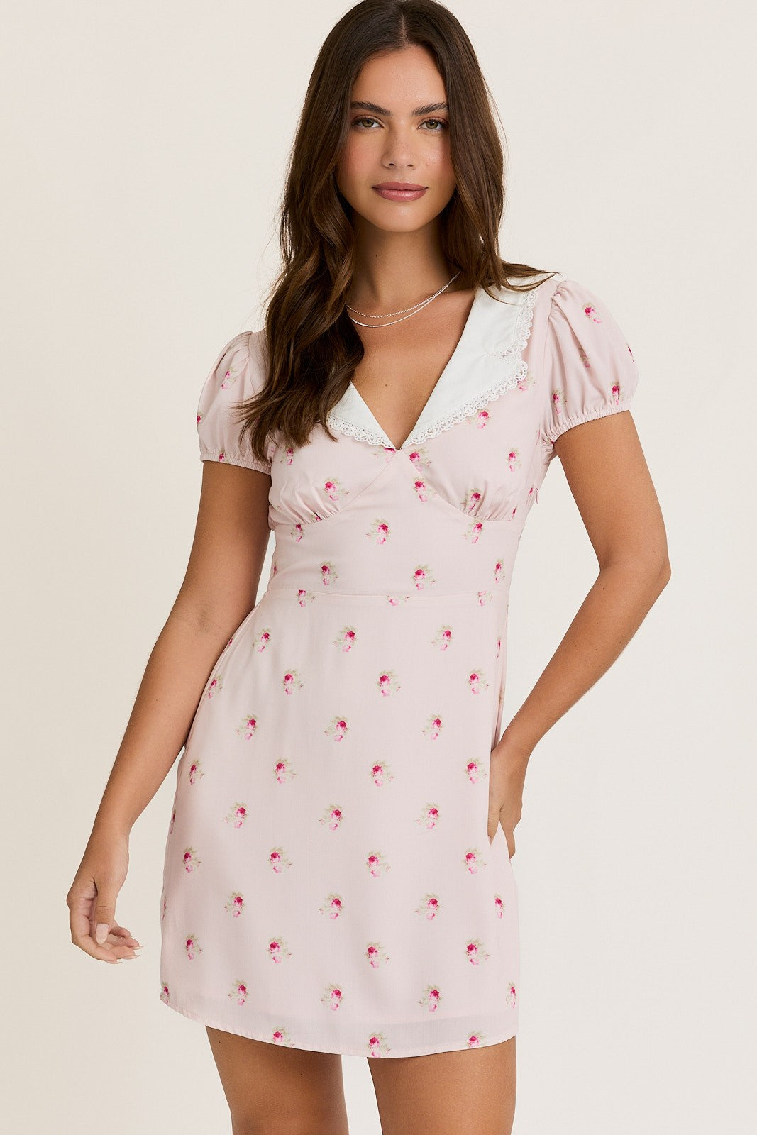 strawberry lace mini dress