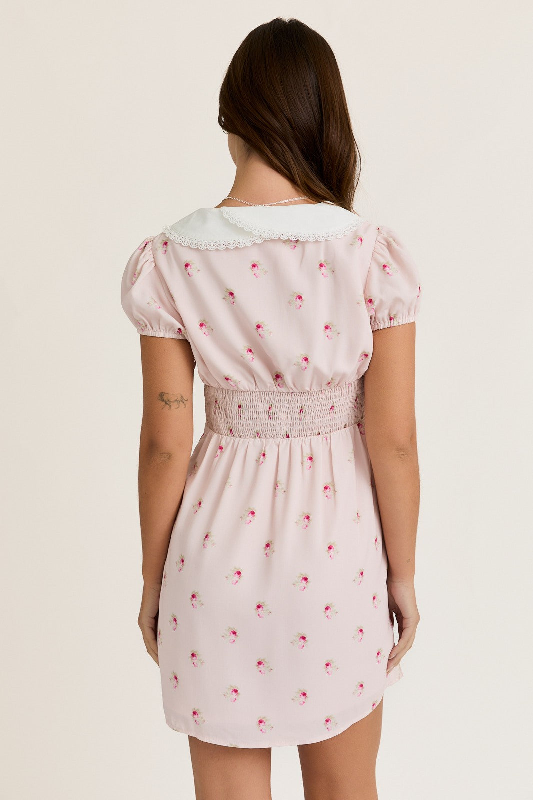 strawberry lace mini dress