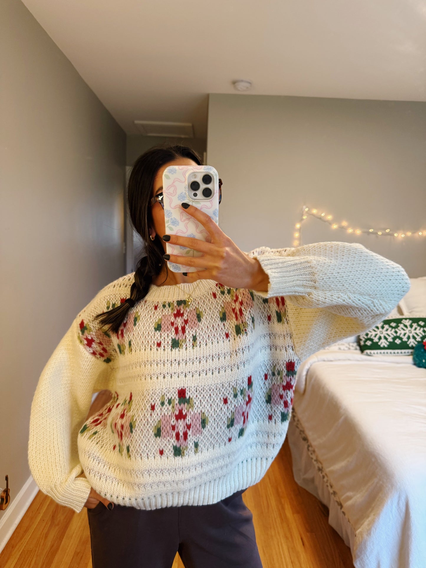 winter floral sweater