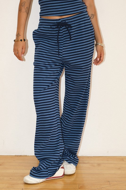 fall striped pants -BLUE