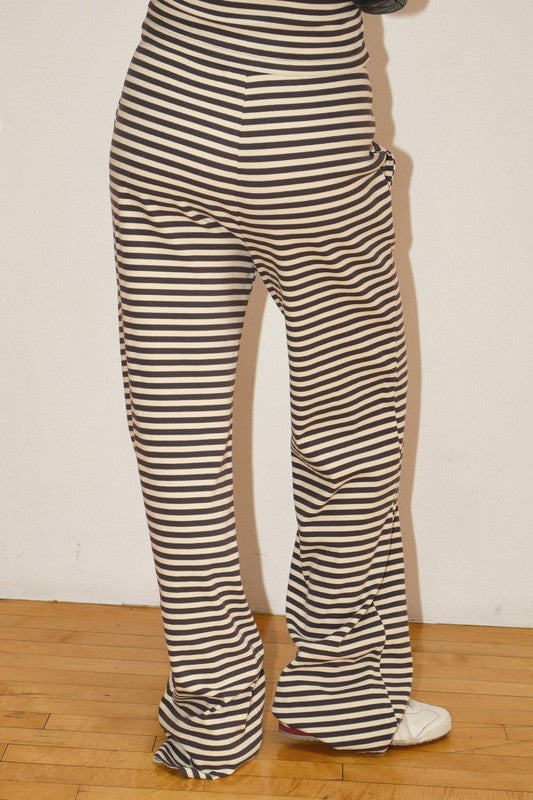 fall striped pants -GREY