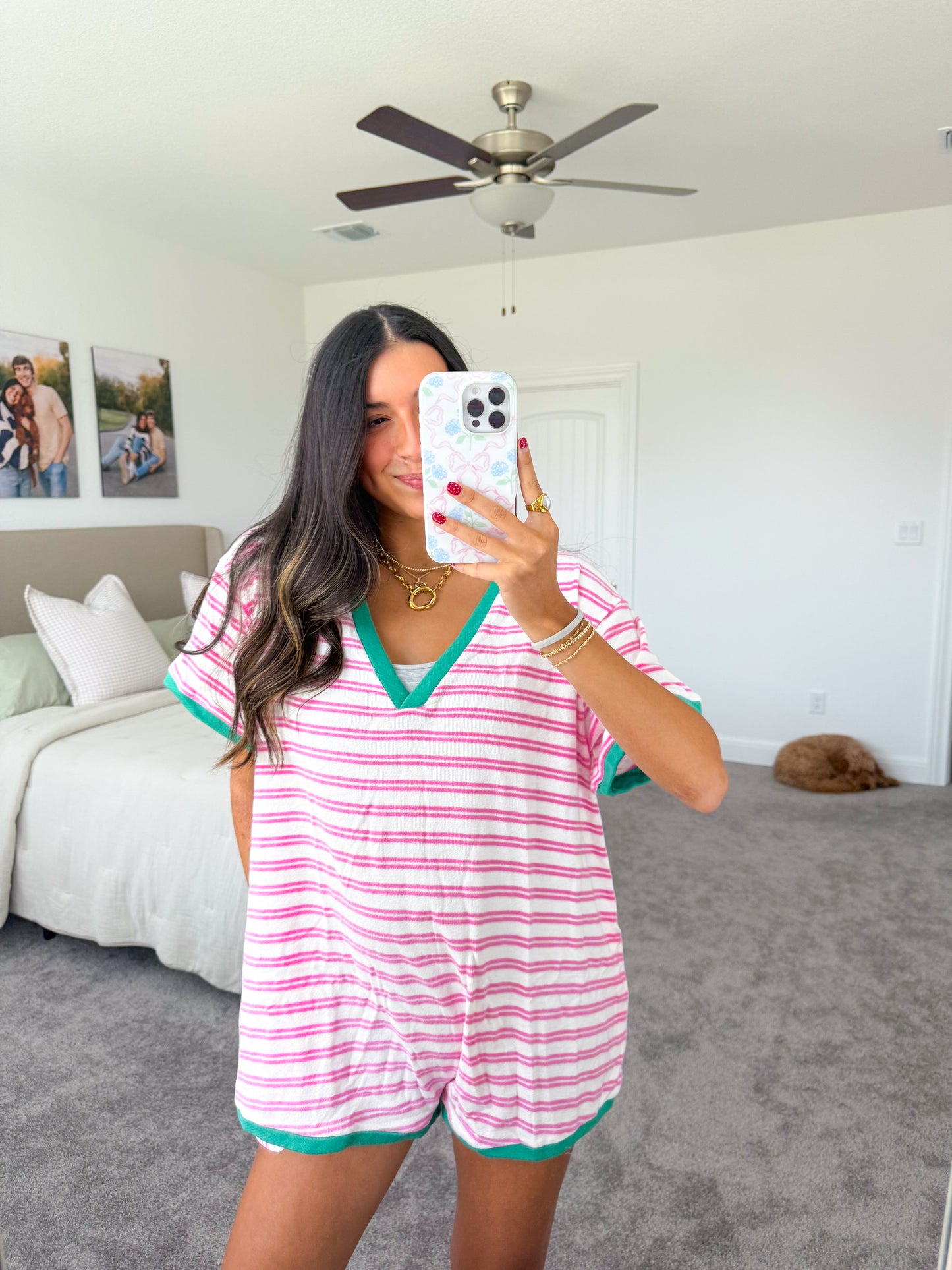 candy striped romper