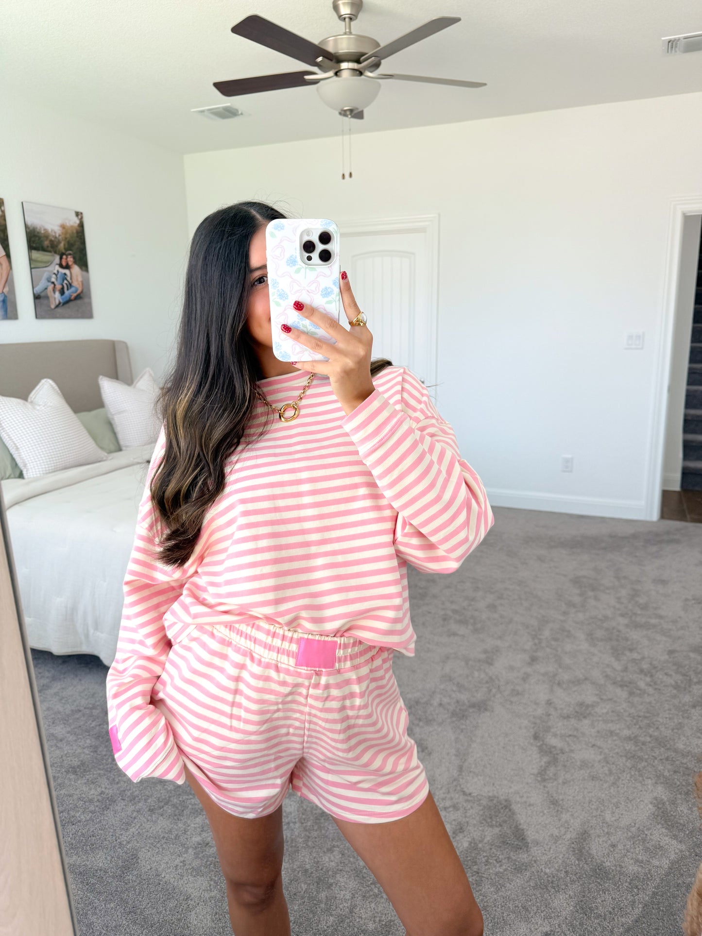 lovely striped set -PINK