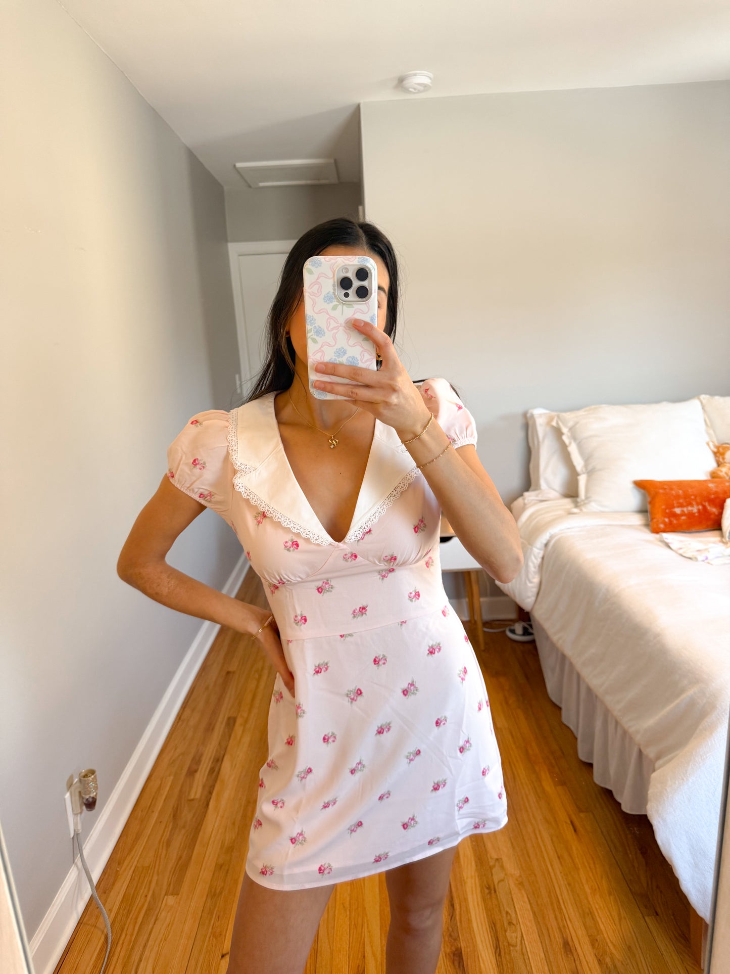 strawberry lace mini dress