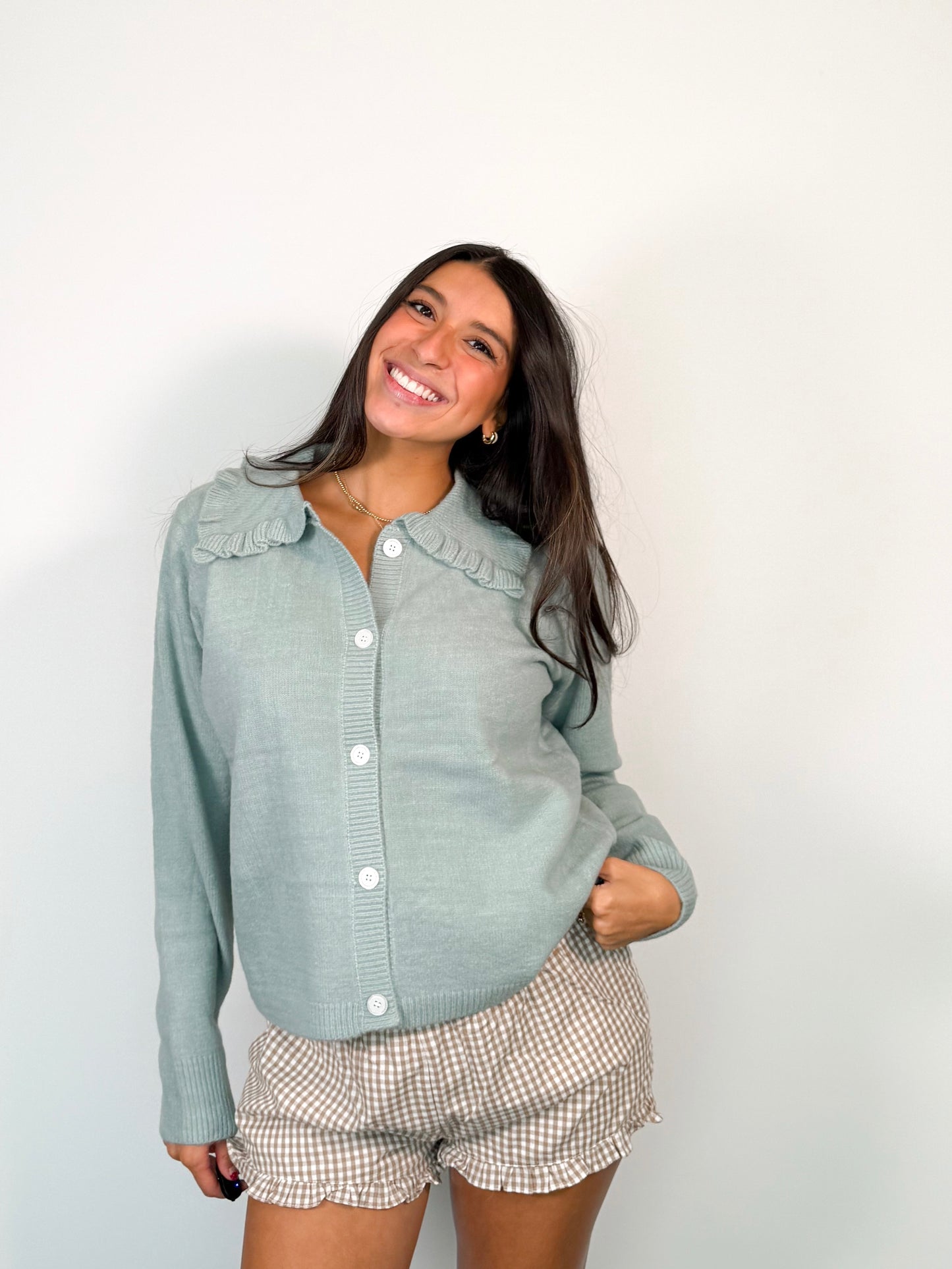 school girl ruffle cardigan