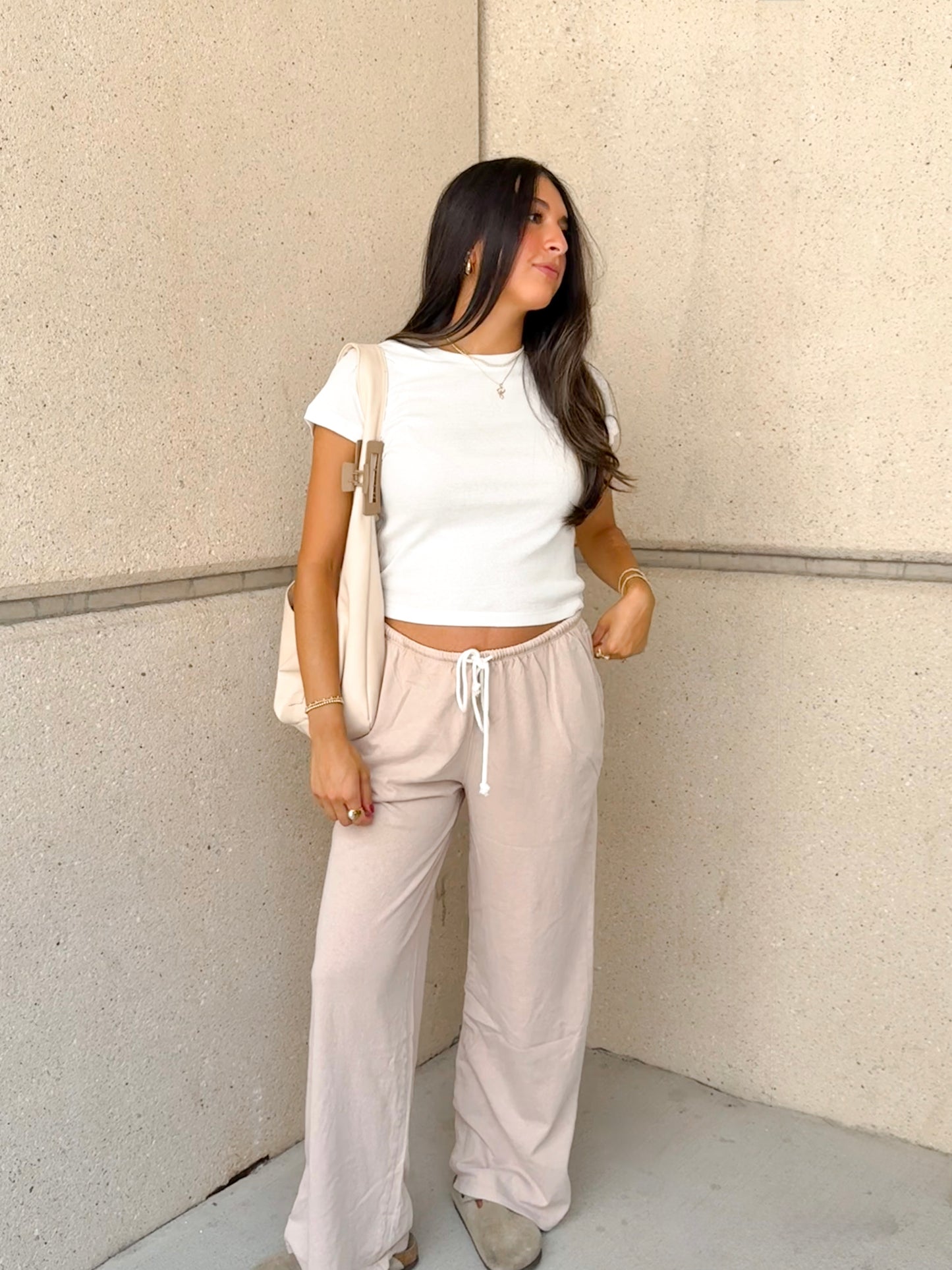 the Brandy drawstring pants -TAN