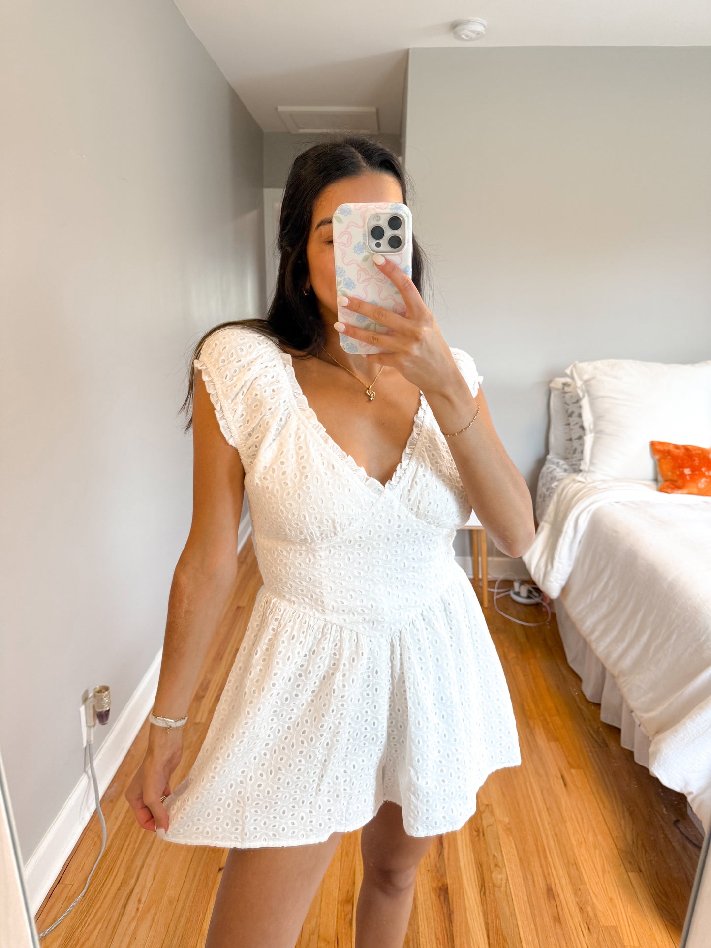 ruffle eyelet romper