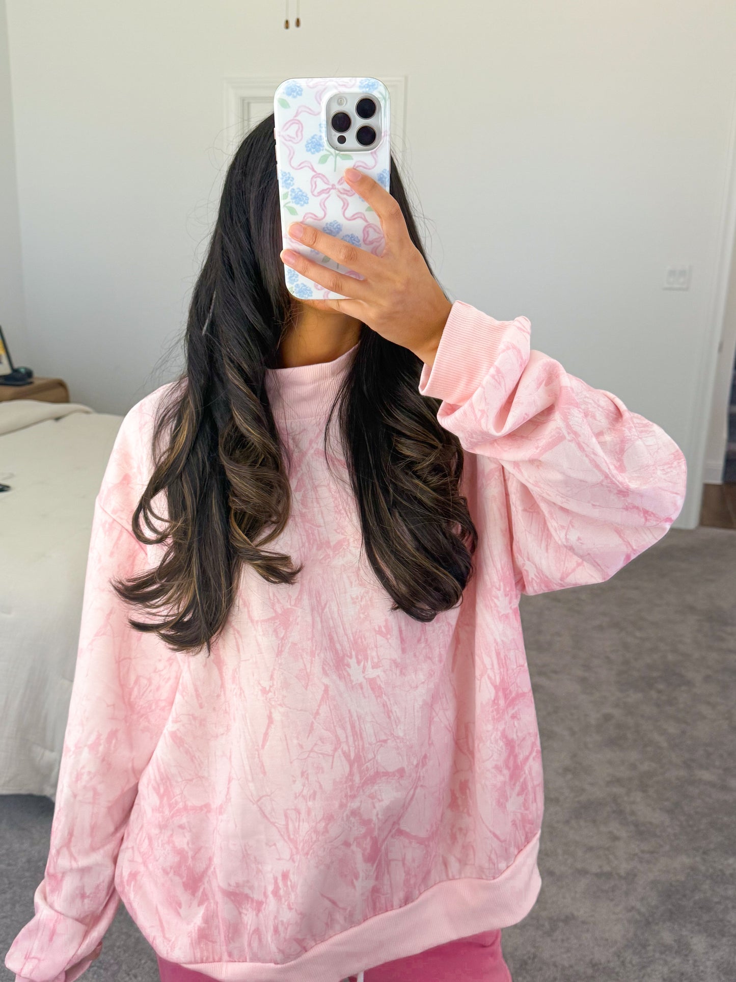 pink camo mockneck