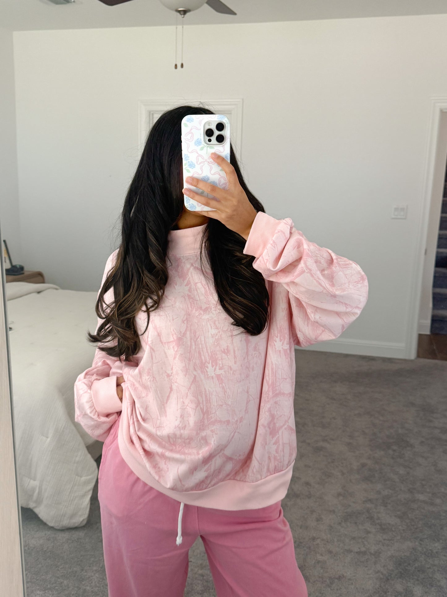 pink camo mockneck