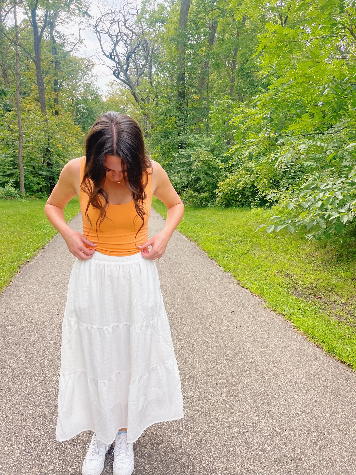 lovely white maxi skirt