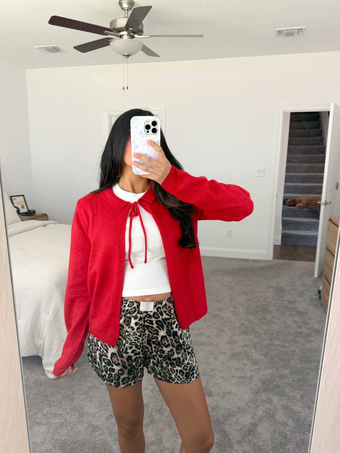 red bow cardi