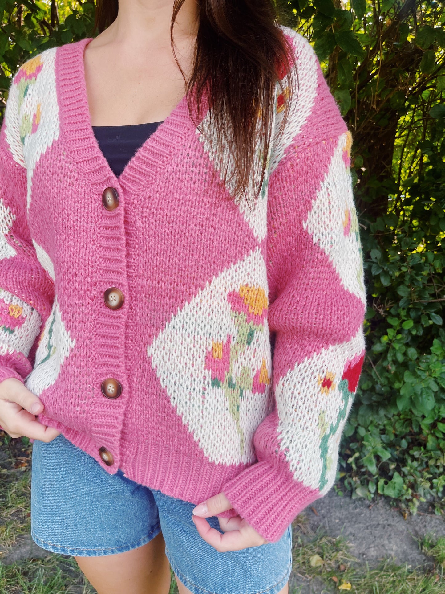 vintage rose cardigan -PINK