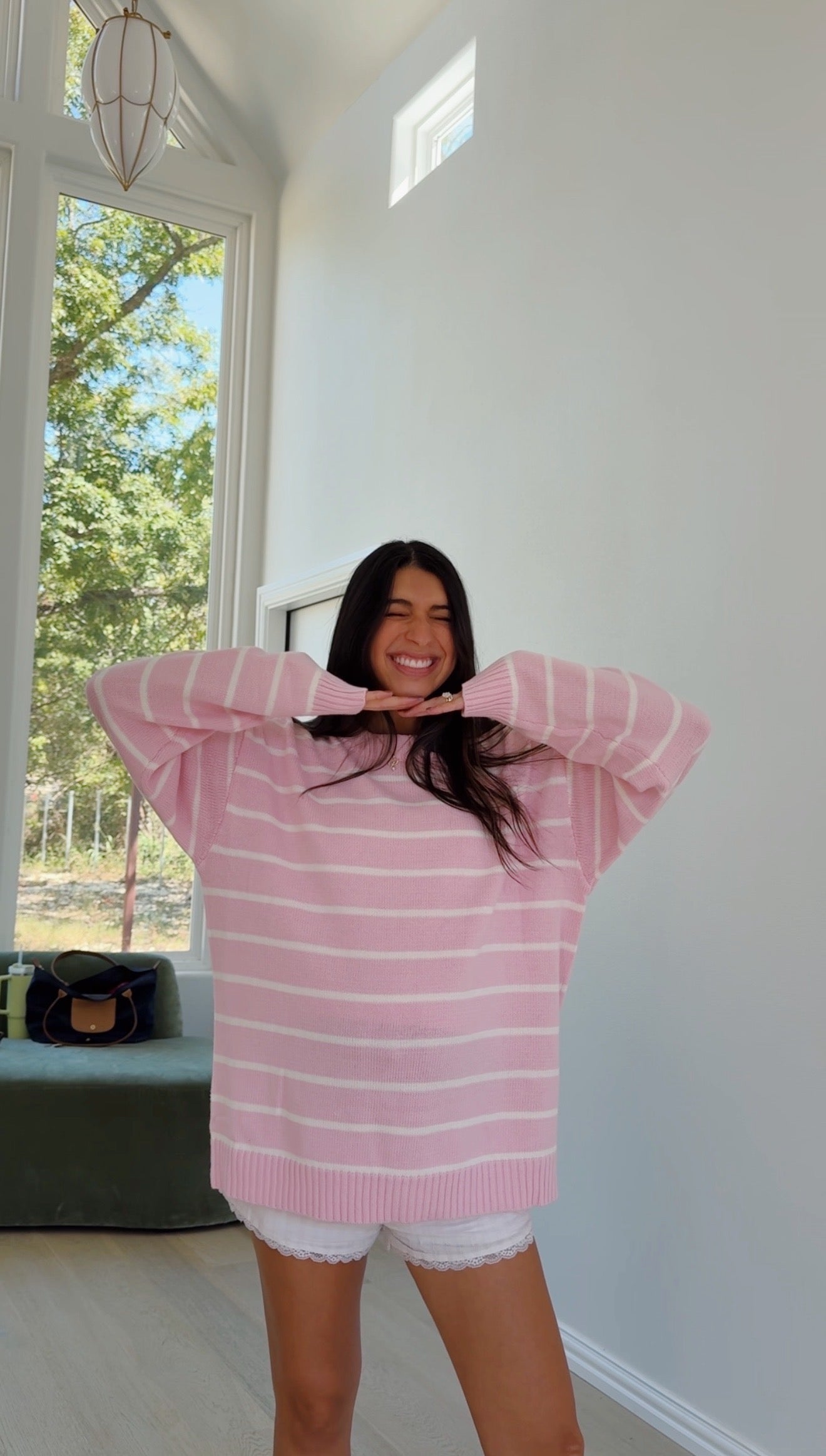 ballet pink striped crew