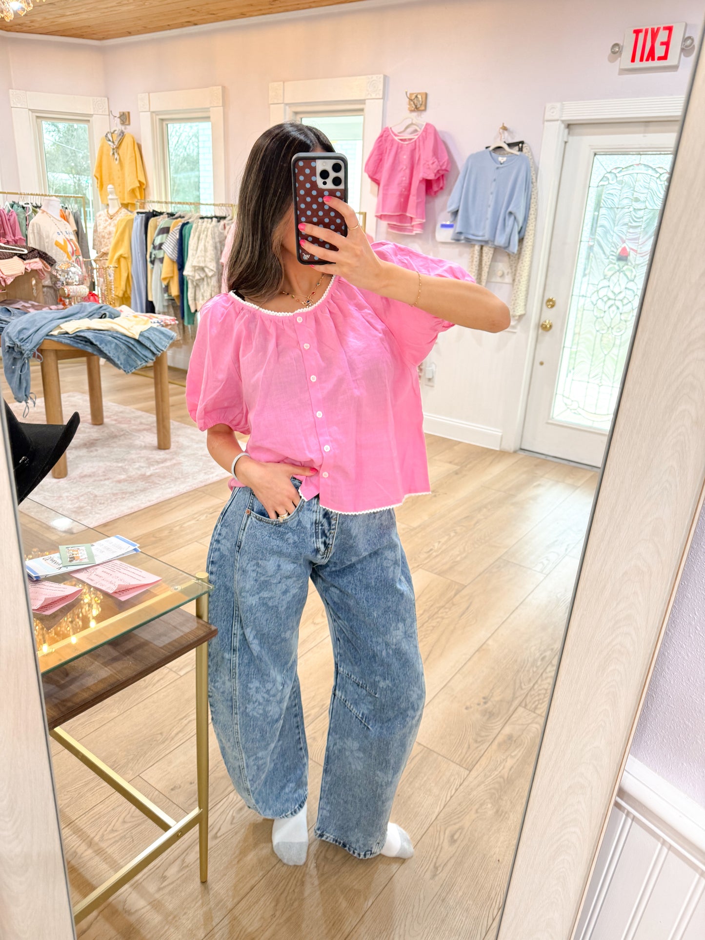 floral barrel jeans
