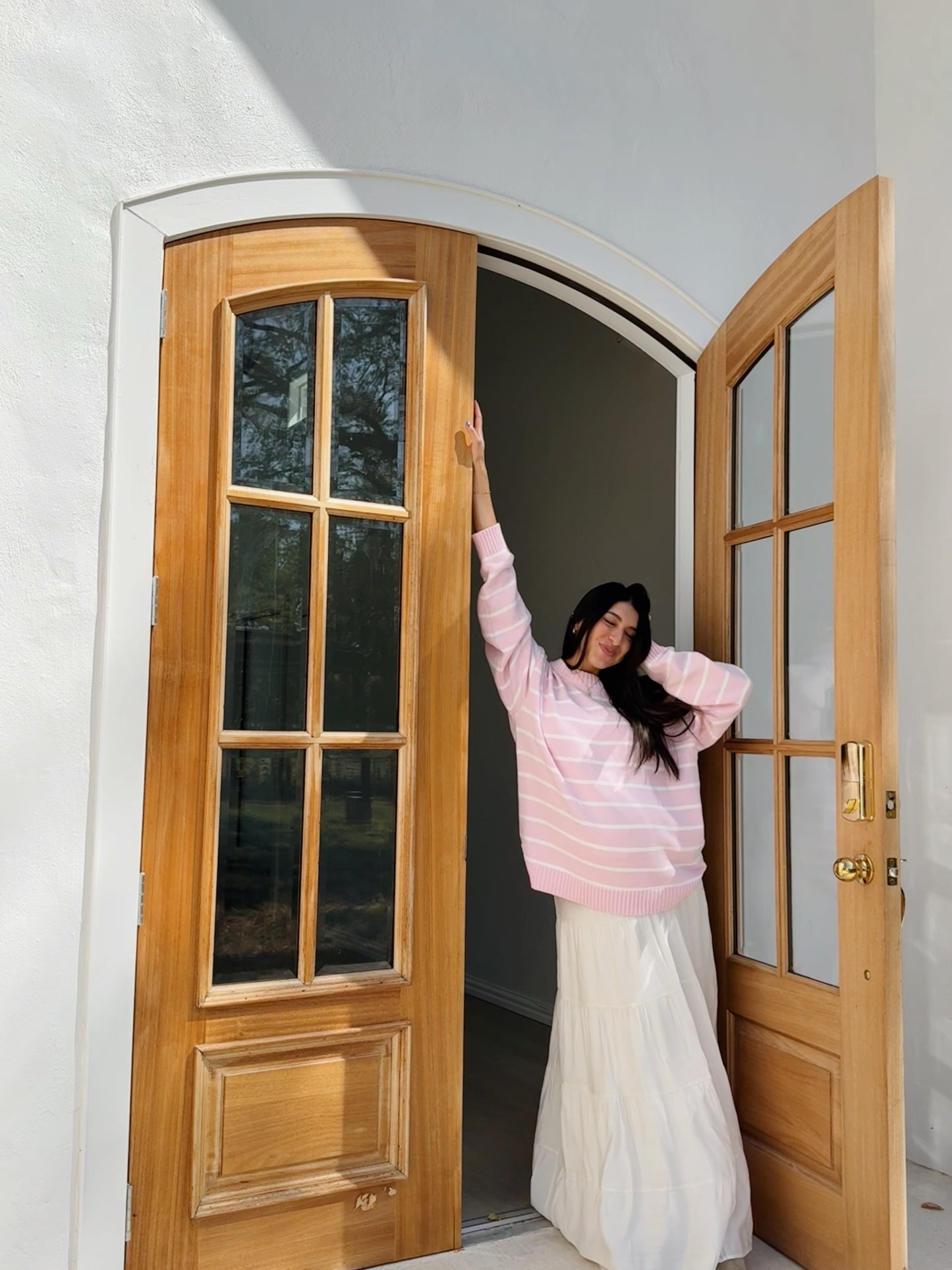 ballet pink striped crew