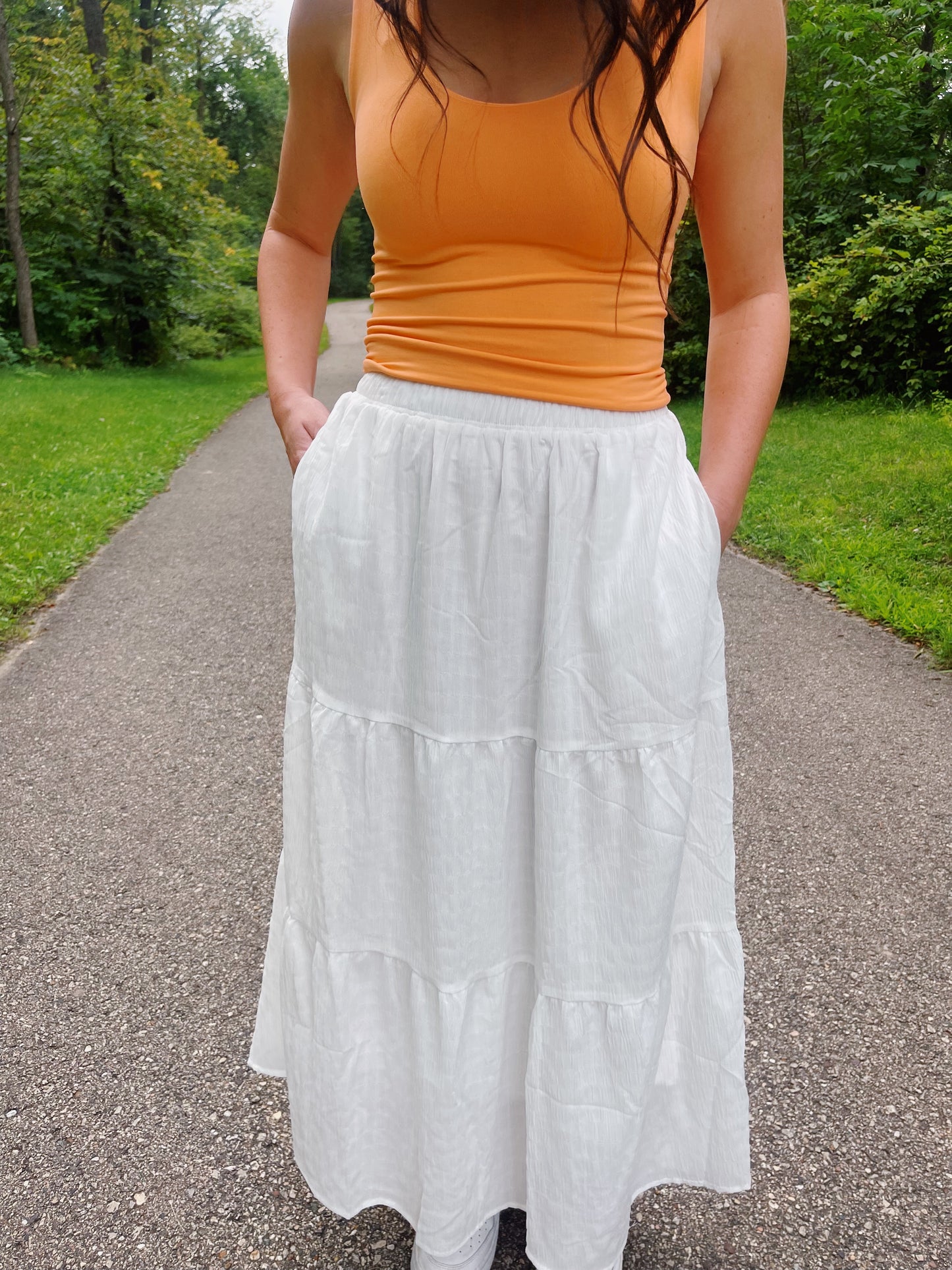 lovely white maxi skirt