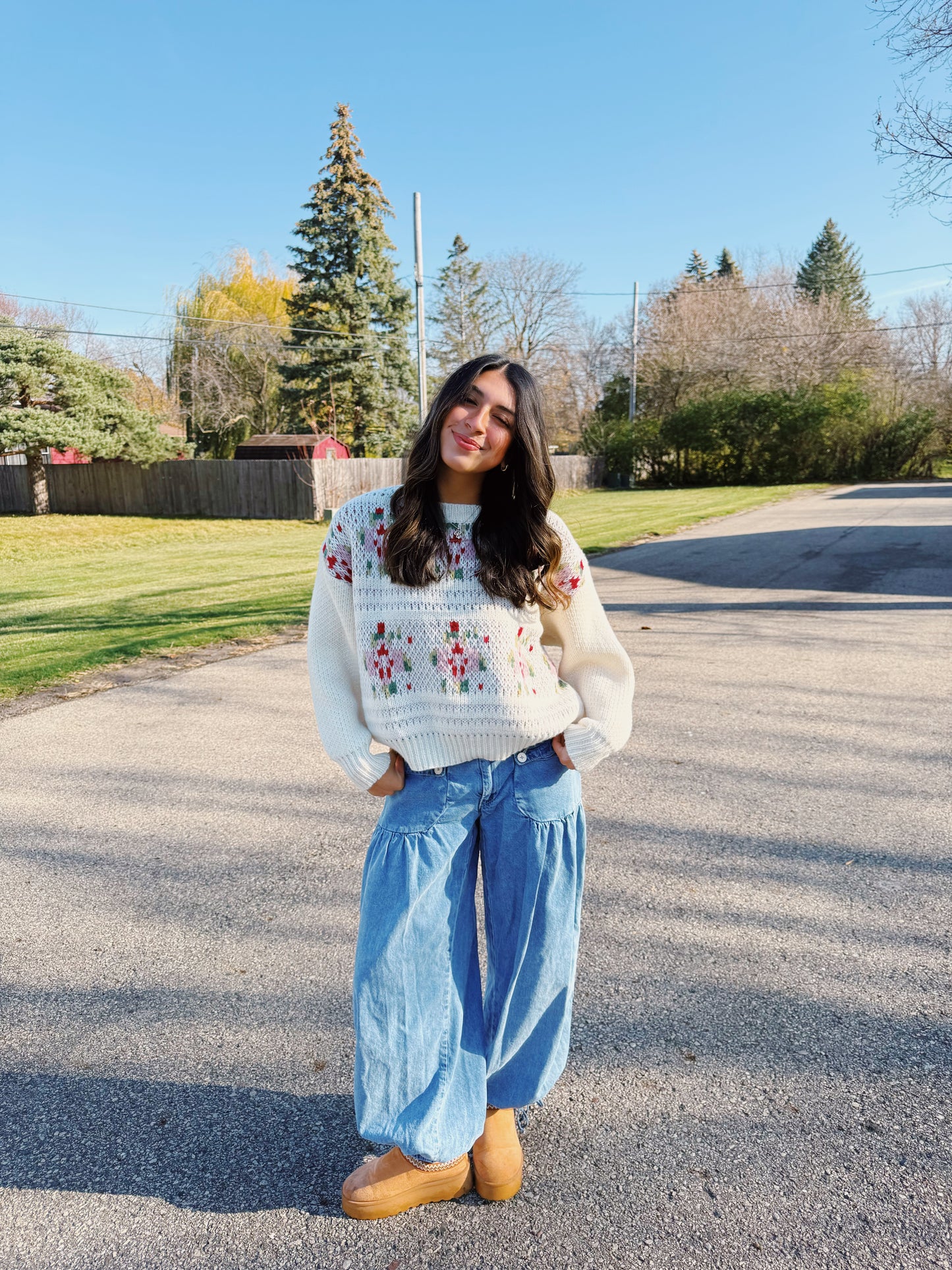 winter floral sweater