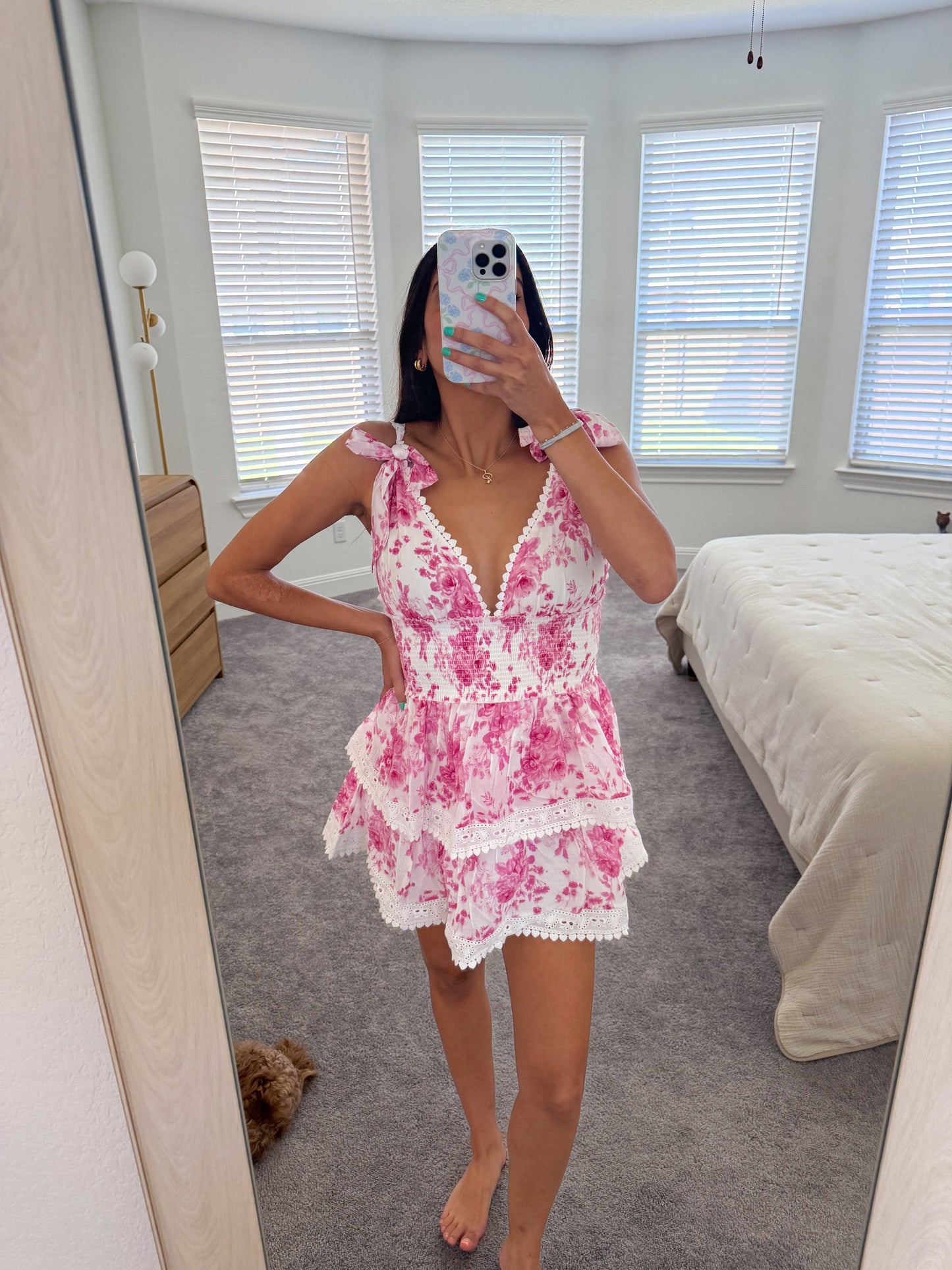 preppy floral mini dress
