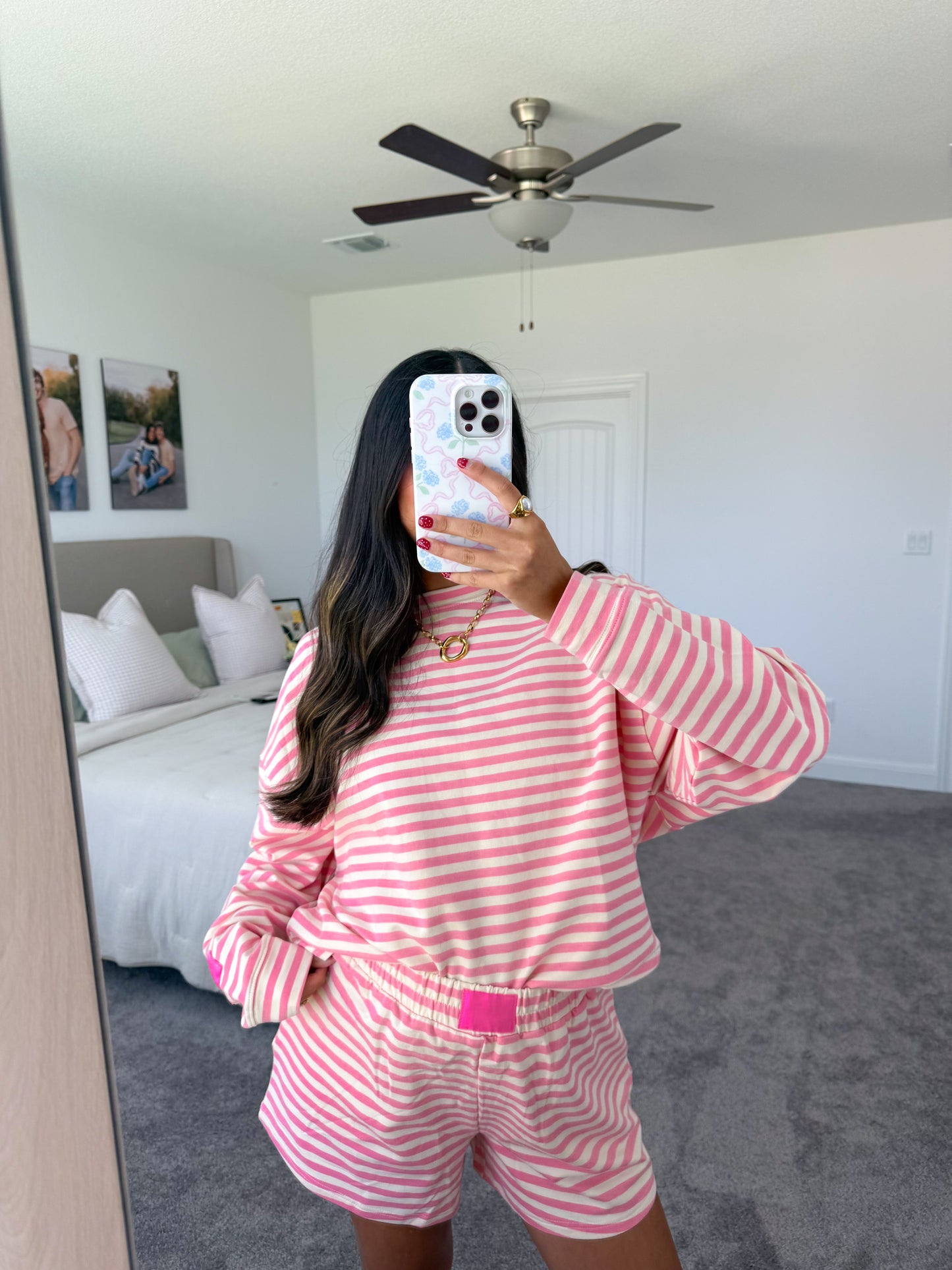 lovely striped set -PINK