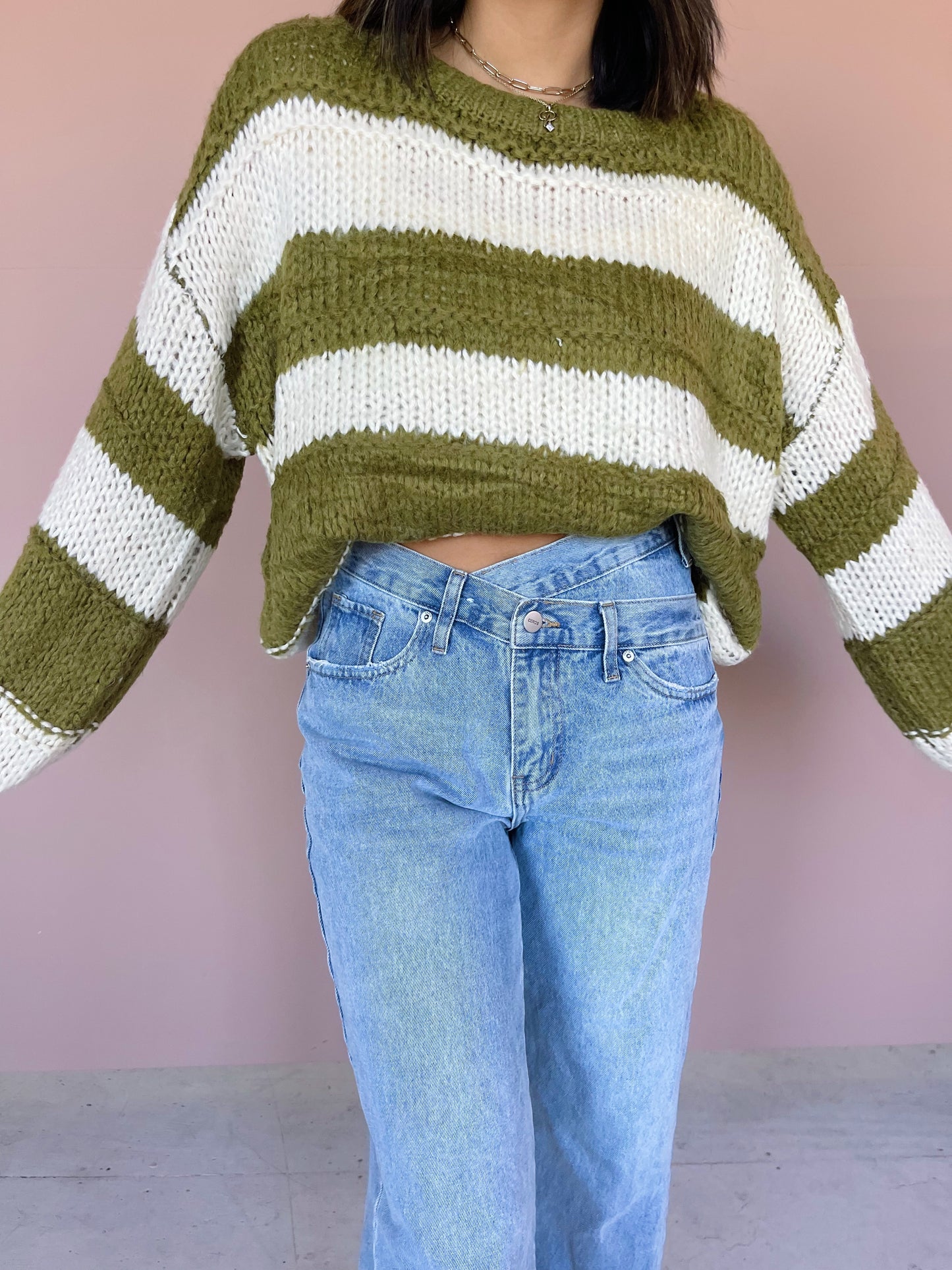 sailor knit sweater -olive