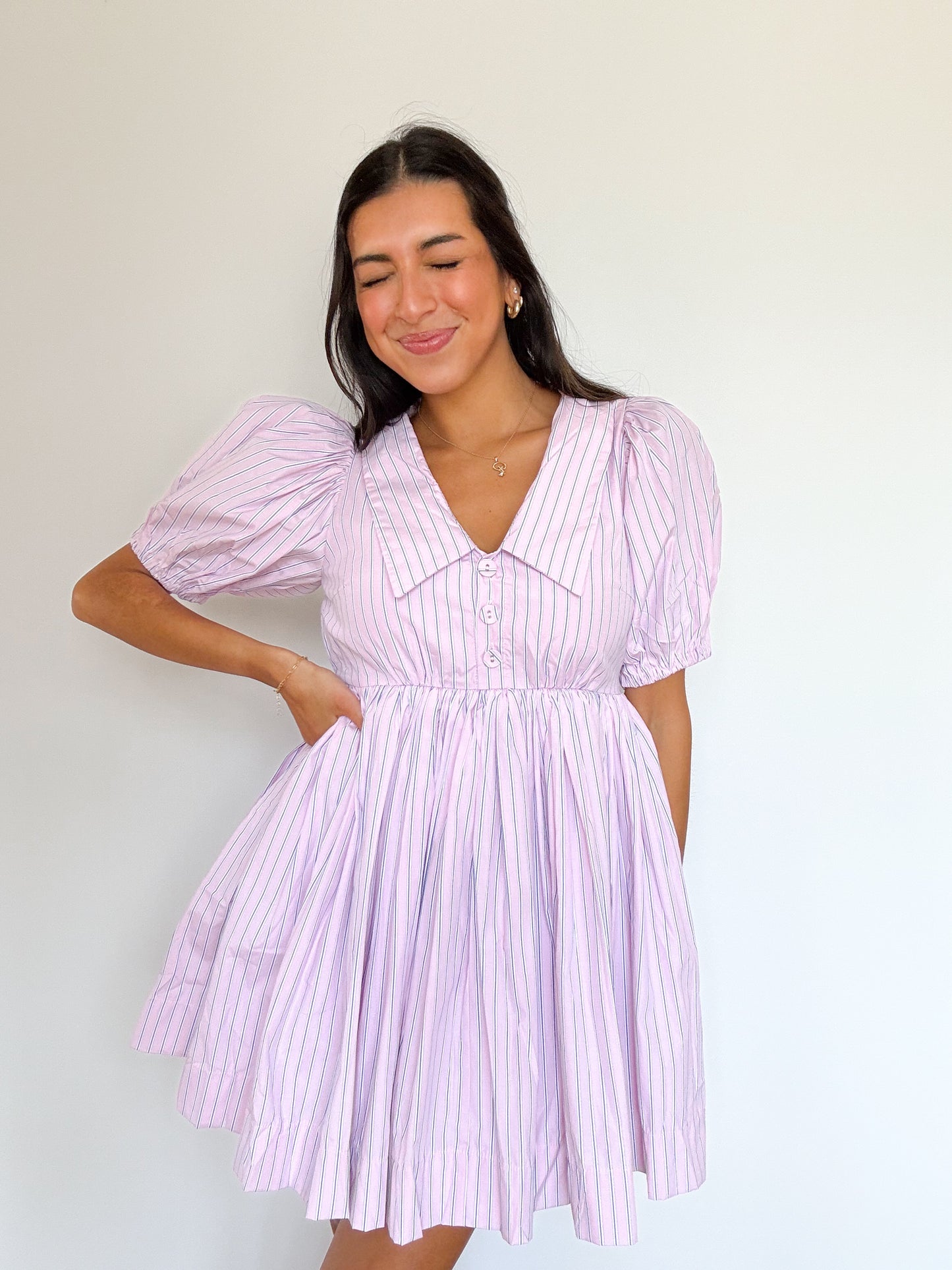 candy pinstripe babydoll dress