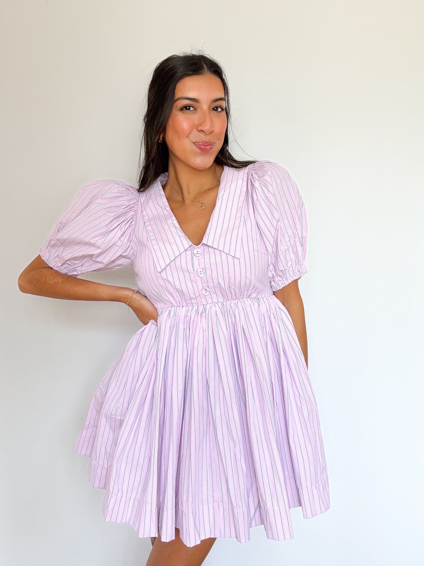 candy pinstripe babydoll dress