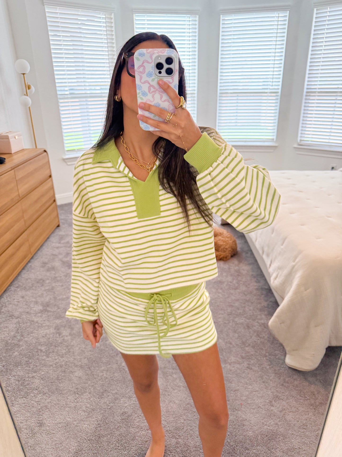 beachy striped set -LIME