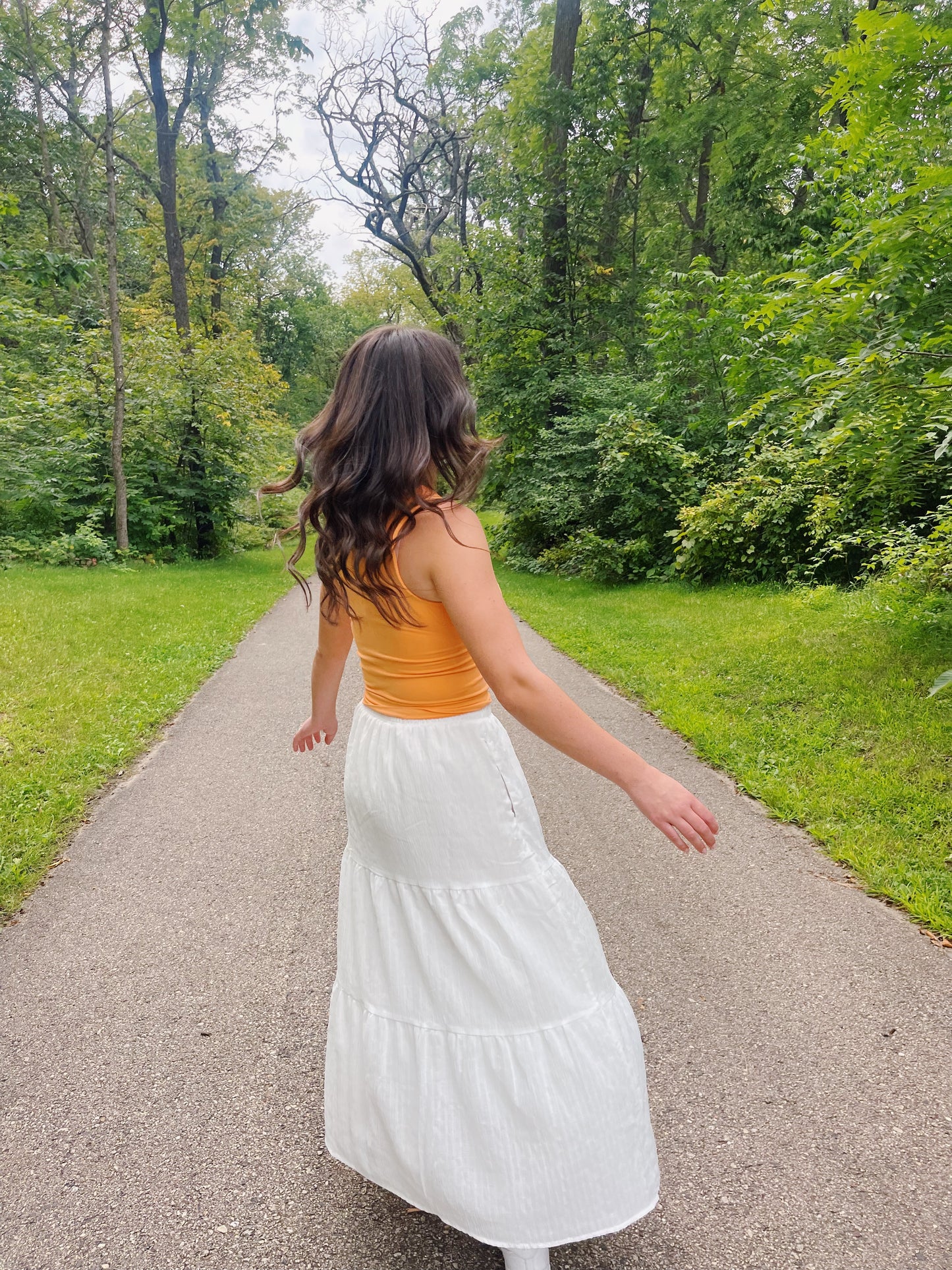 lovely white maxi skirt