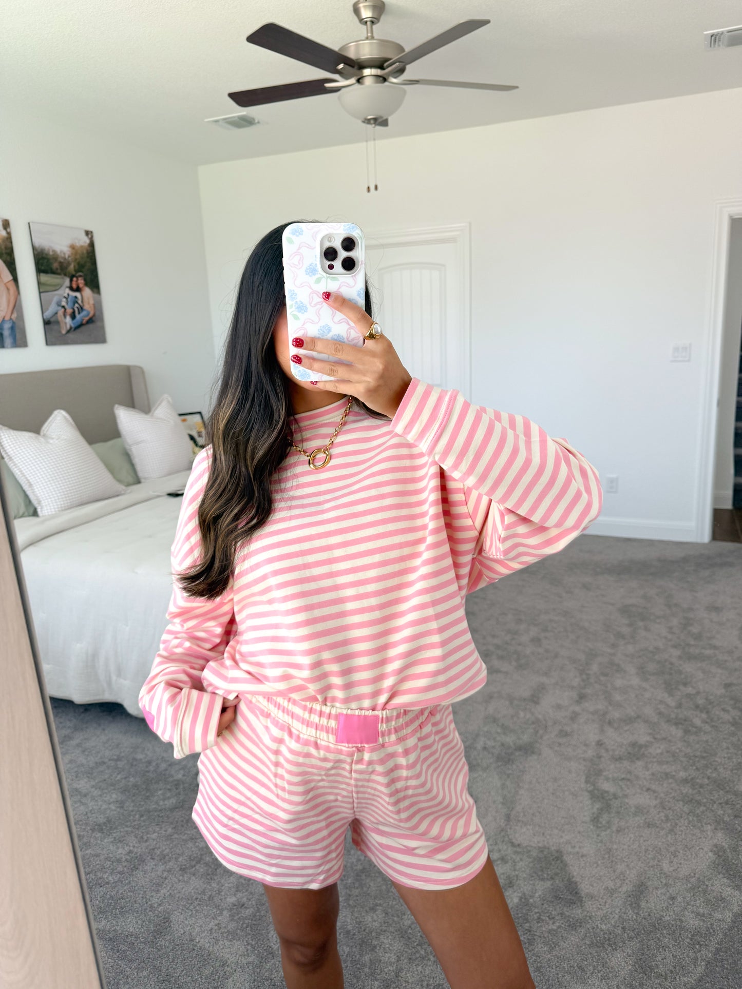 lovely striped set -PINK