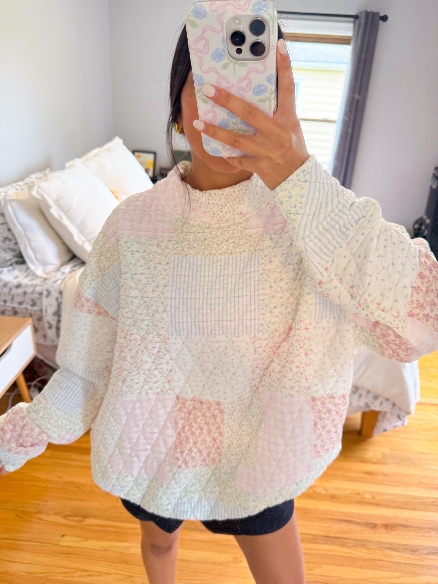 summer quilted mockneck