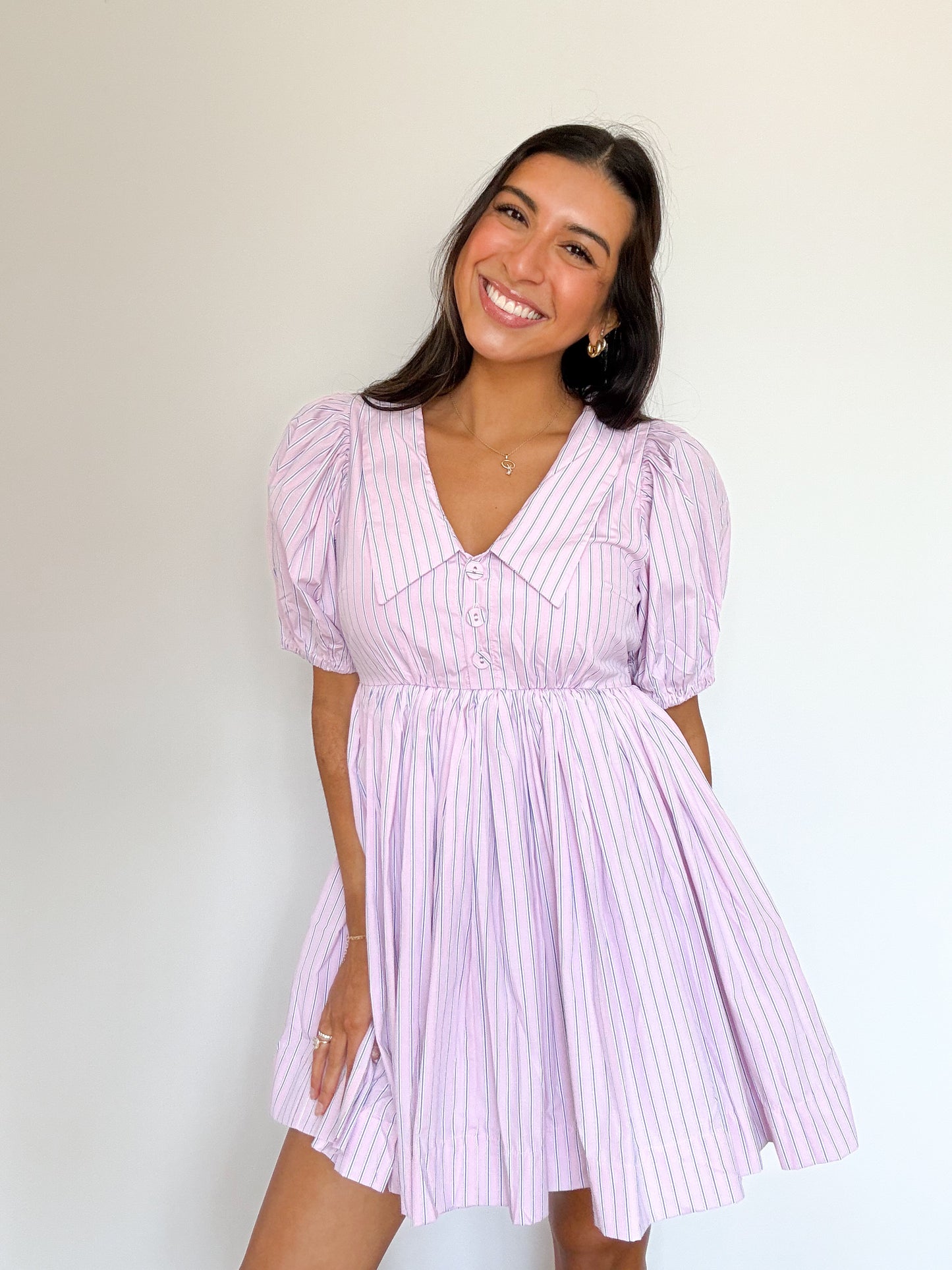 candy pinstripe babydoll dress