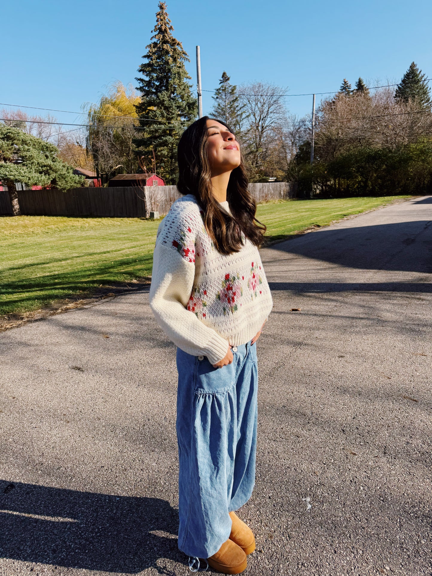 winter floral sweater