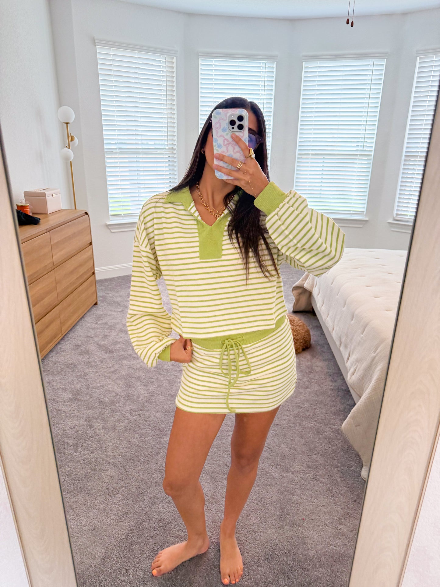 beachy striped set -LIME