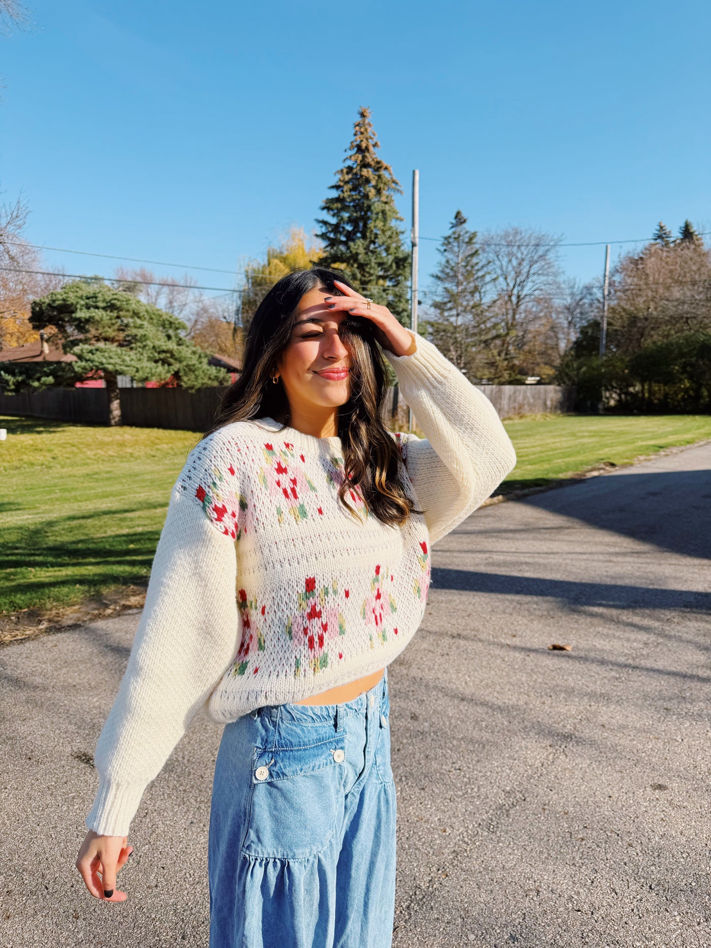 winter floral sweater