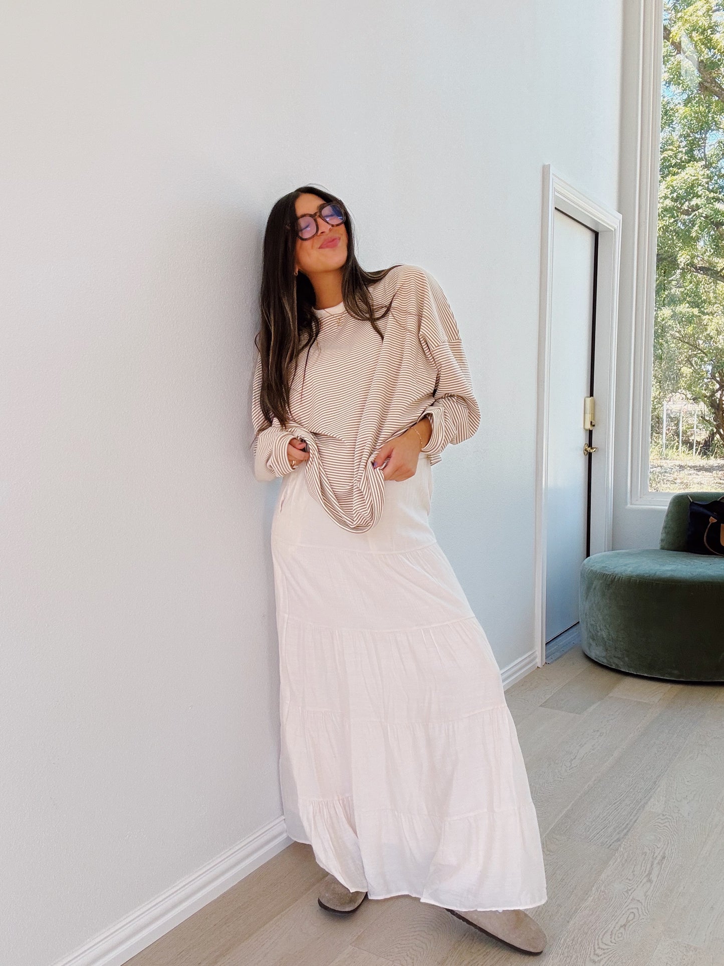 cream brûlée striped pullover