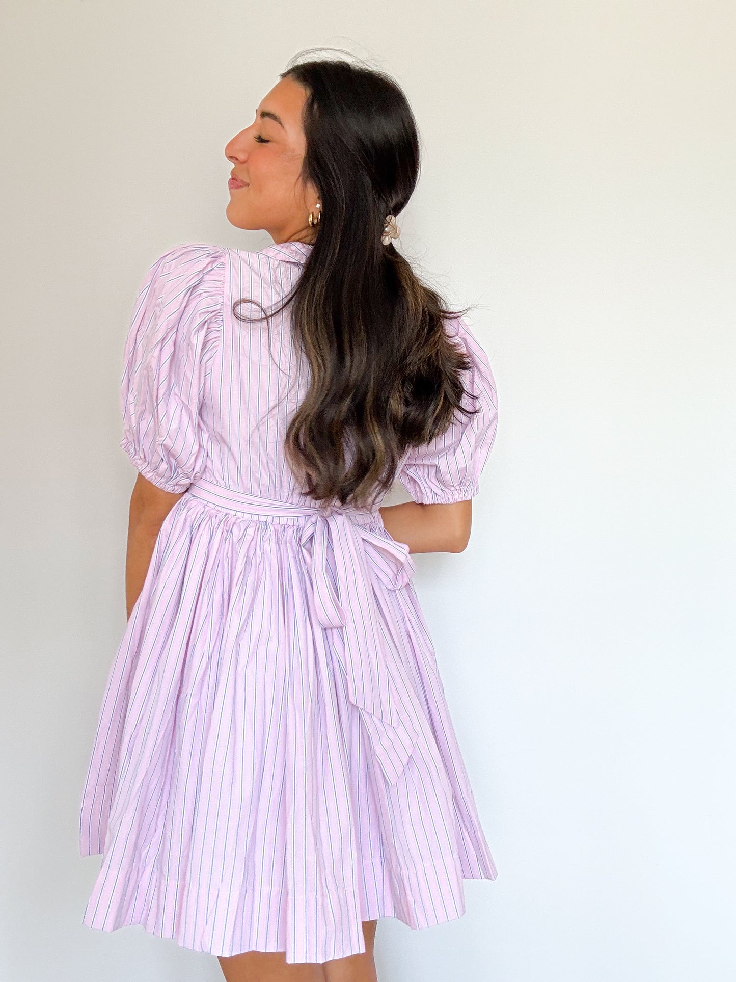 candy pinstripe babydoll dress