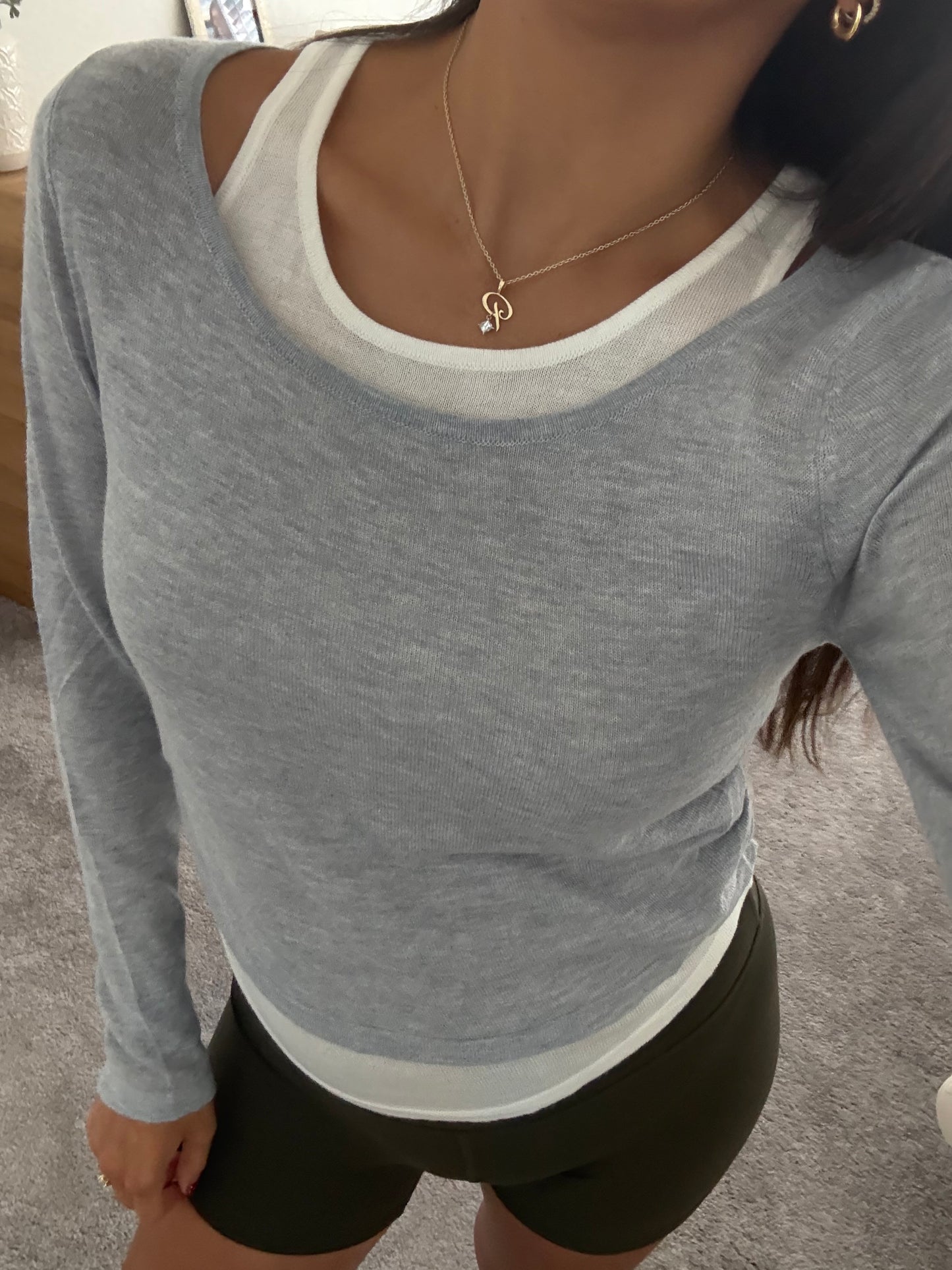 soft layered top -H.GREY