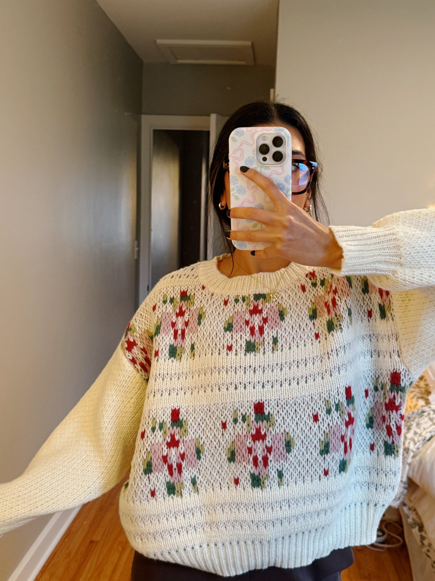 winter floral sweater