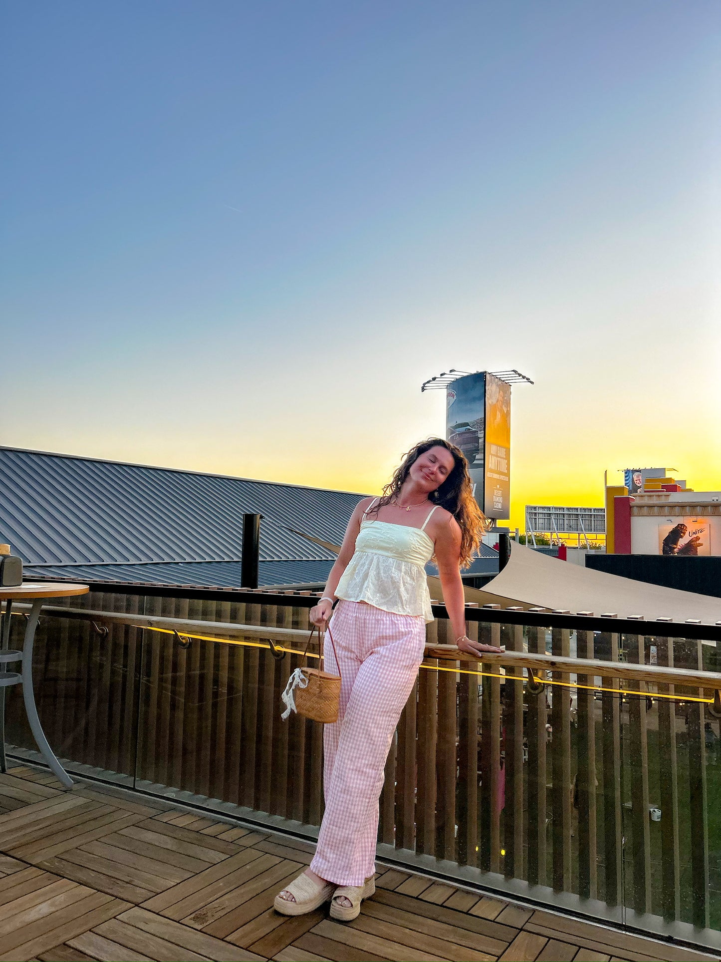 gingham relaxed pants -BLUSH