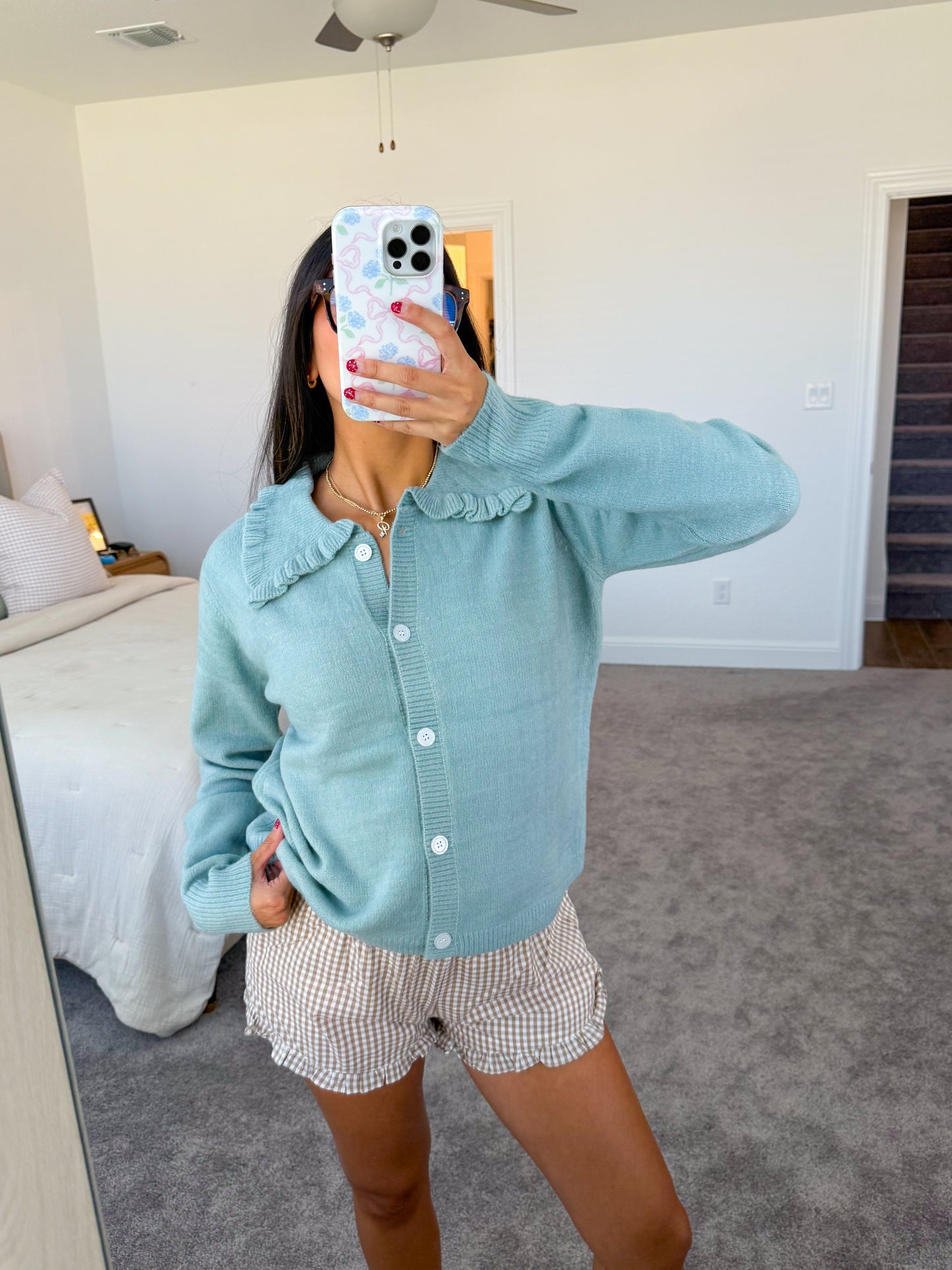 school girl ruffle cardigan