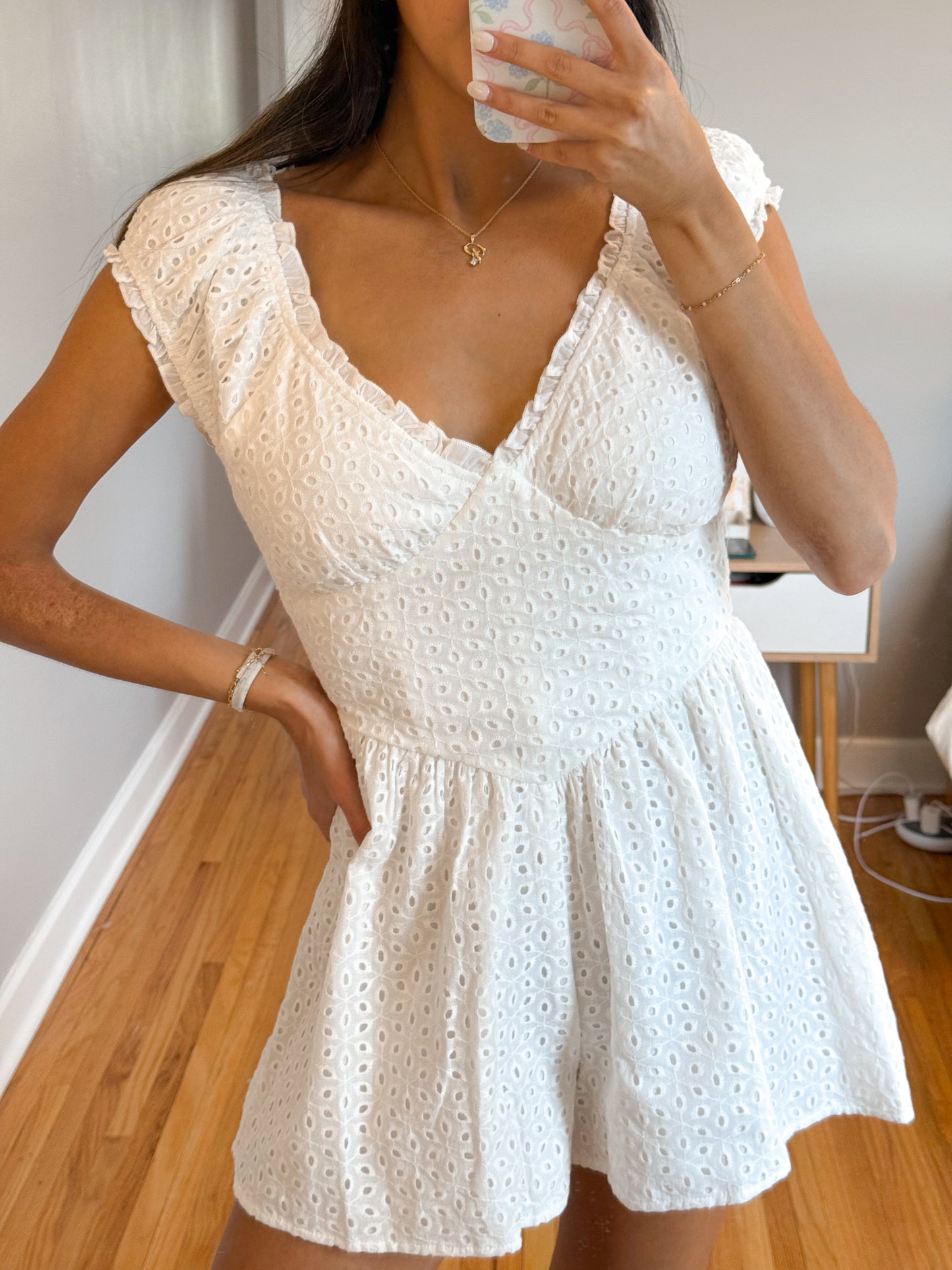 ruffle eyelet romper