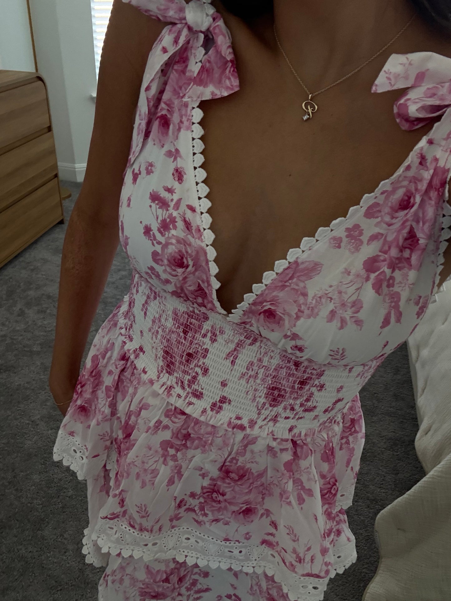 preppy floral mini dress