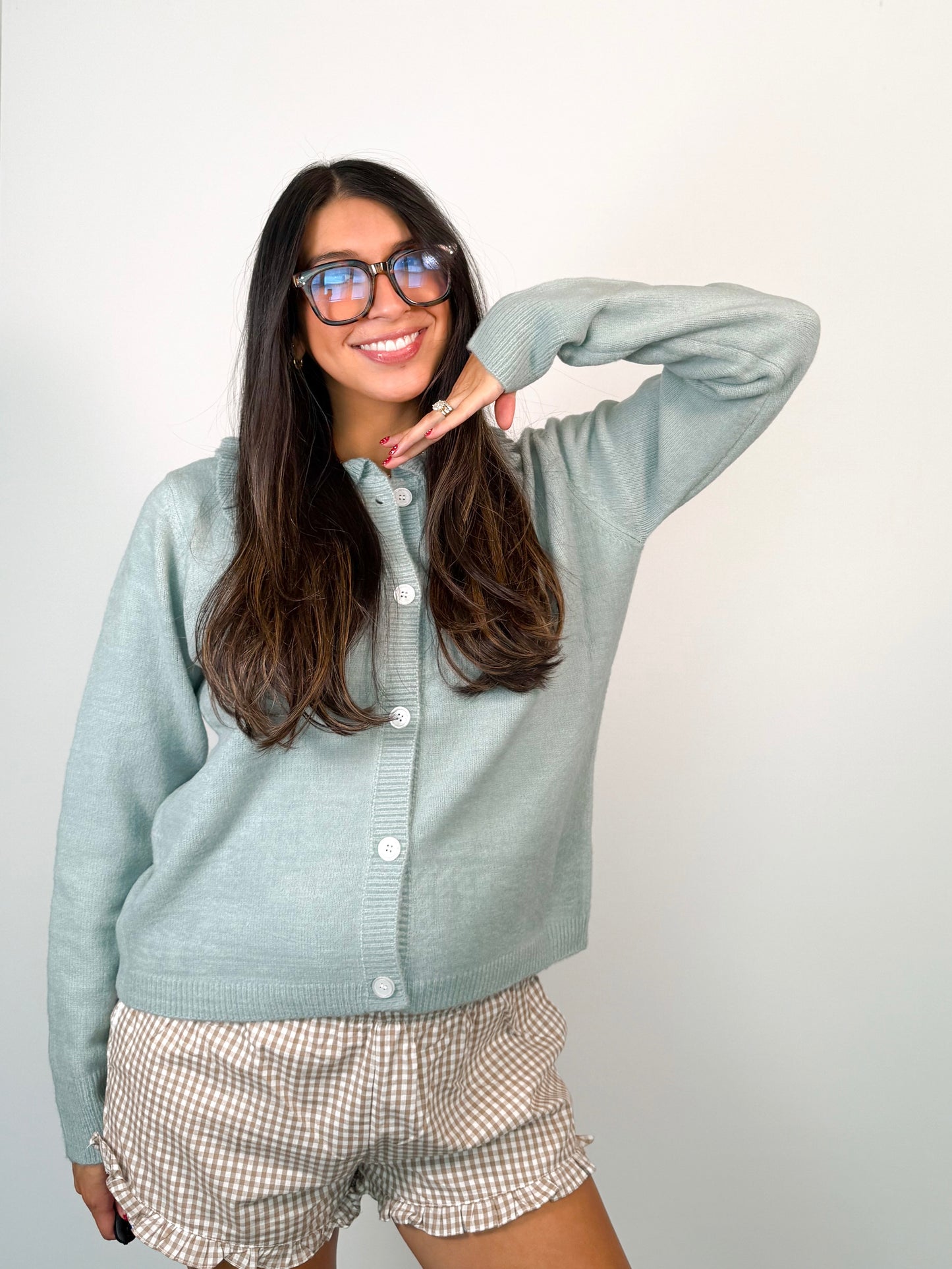 school girl ruffle cardigan