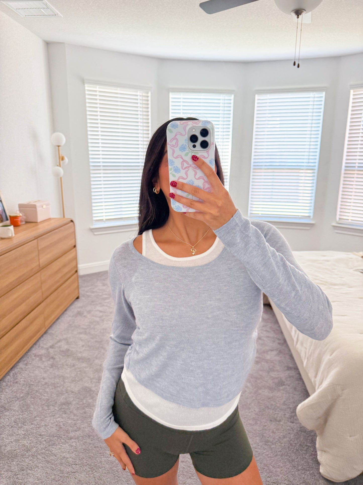 soft layered top -H.GREY